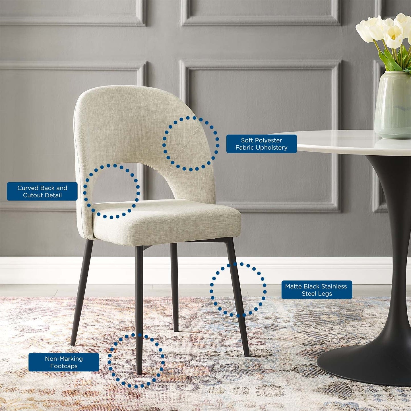 Modway Rouse Upholstered Fabric Dining Side Chair | Dining Chairs | Modishstore-3