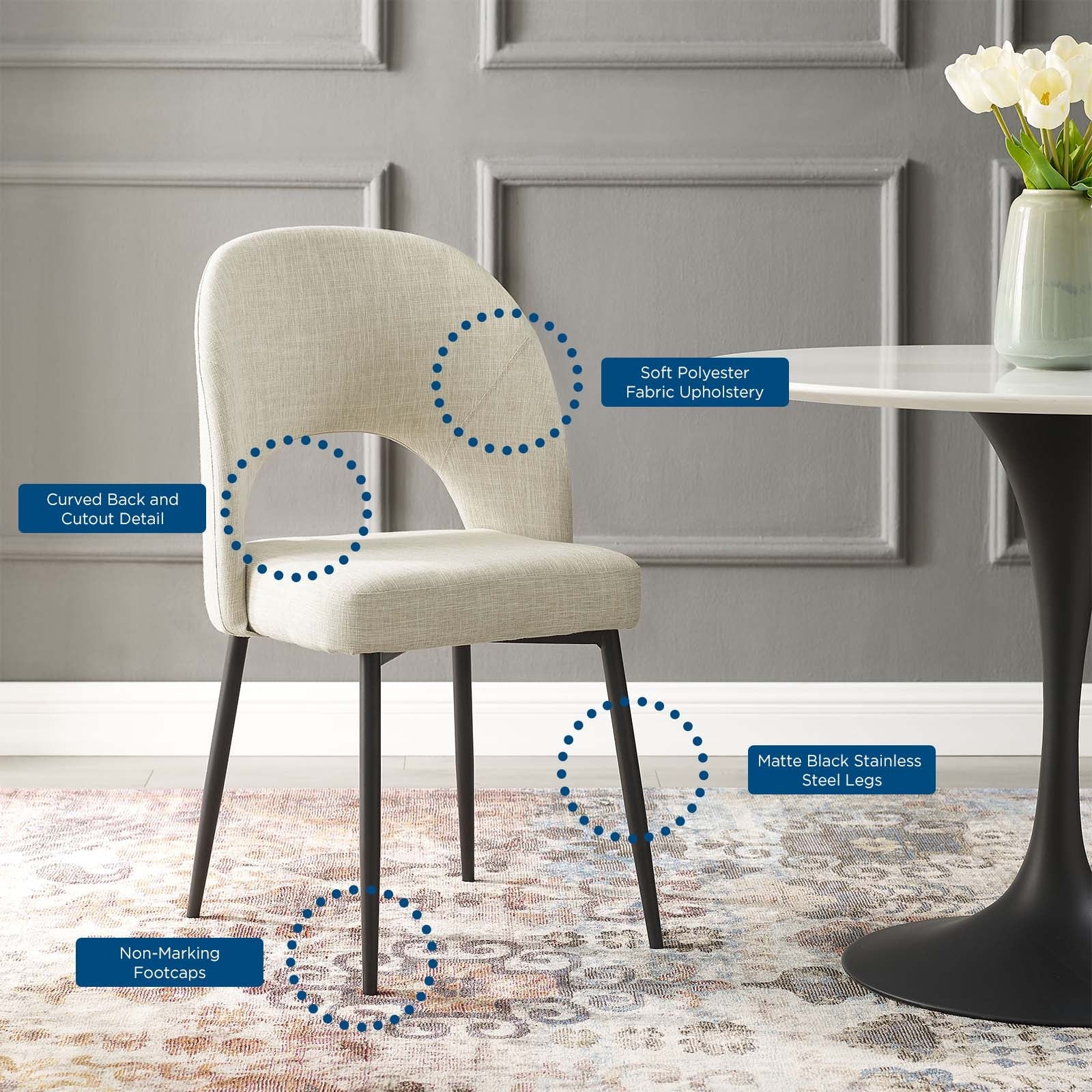 Modway Rouse Upholstered Fabric Dining Side Chair | Dining Chairs | Modishstore-3