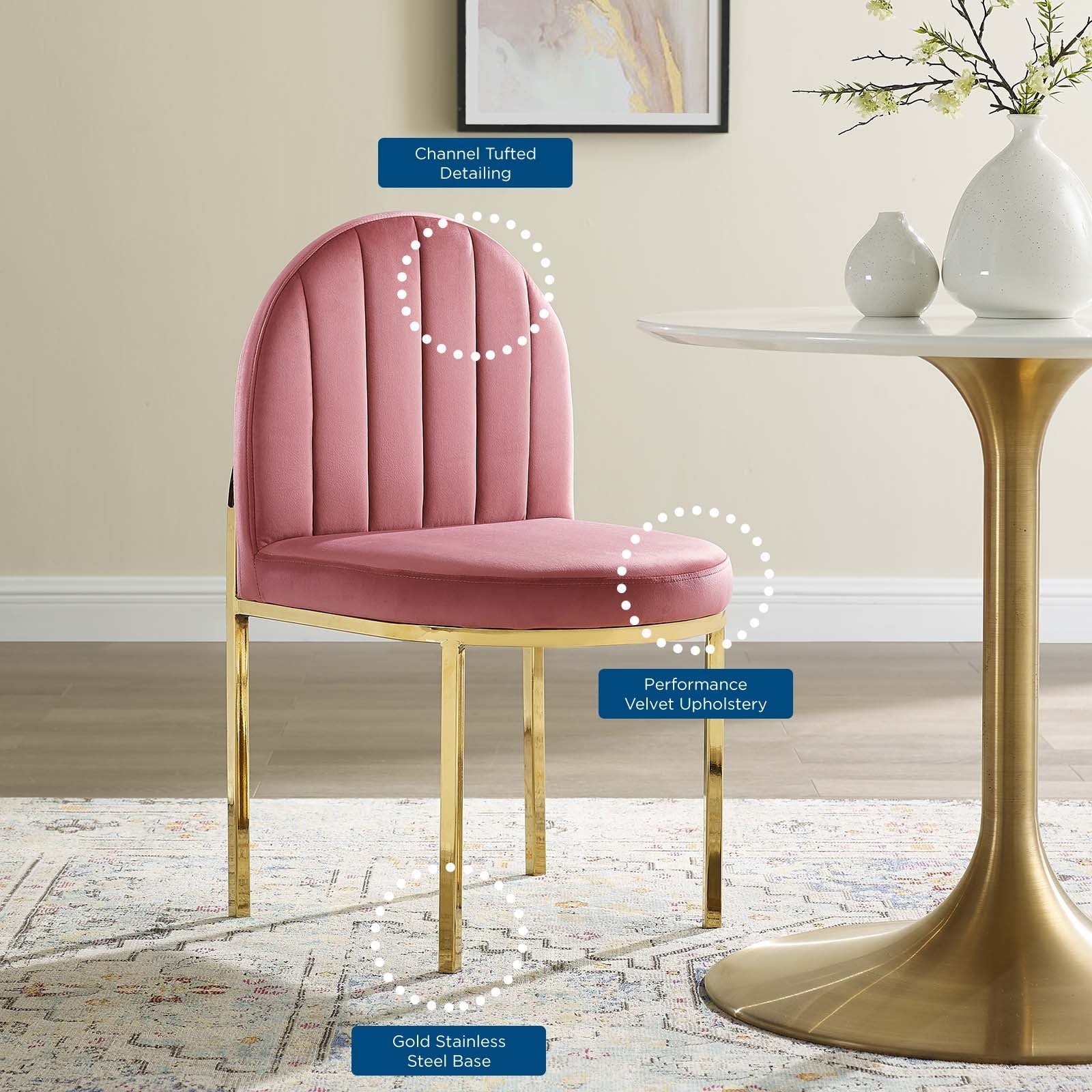 Modway Isla Channel Tufted Performance Velvet Dining Side Chair | Dining Chairs | 