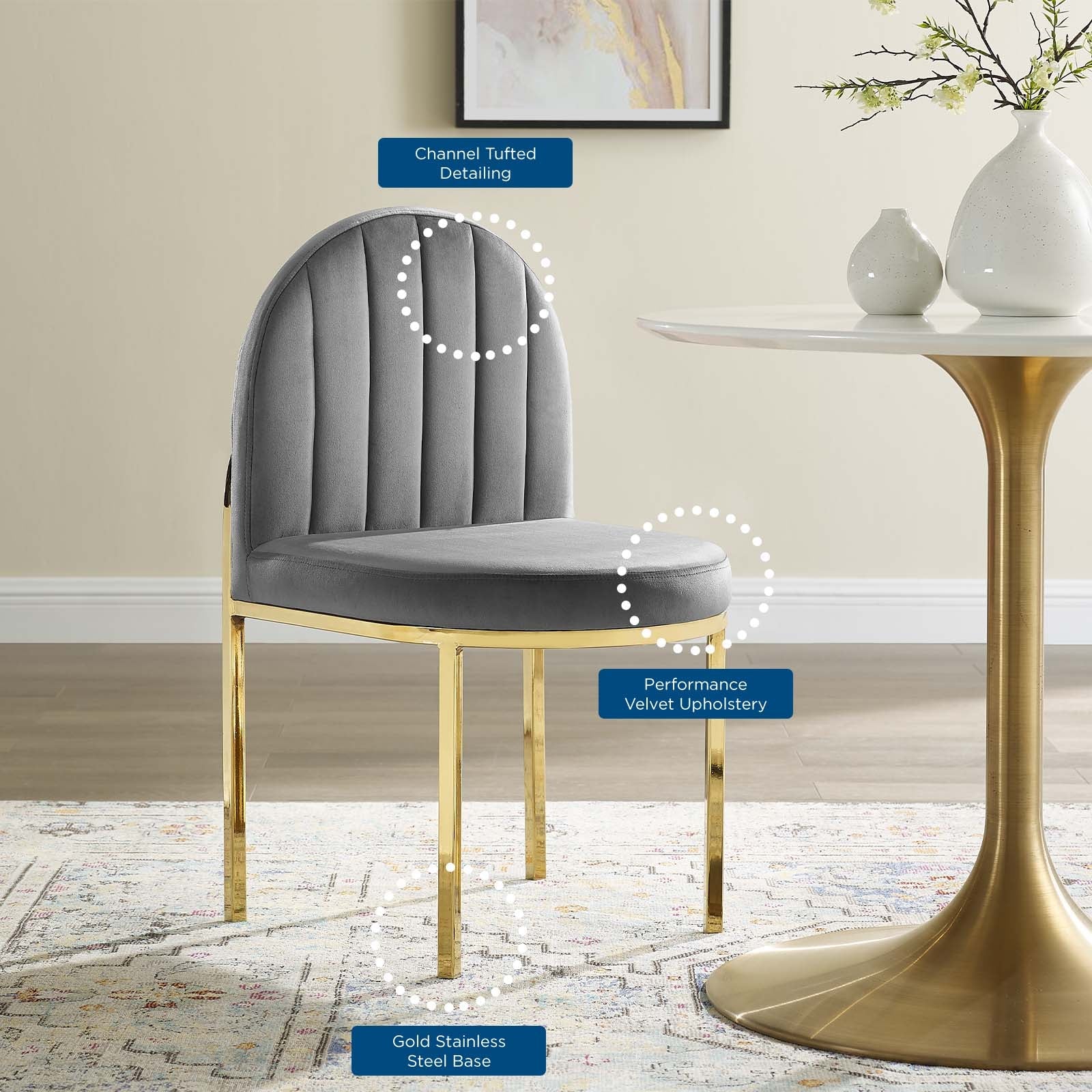 Modway Isla Channel Tufted Performance Velvet Dining Side Chair | Dining Chairs | 