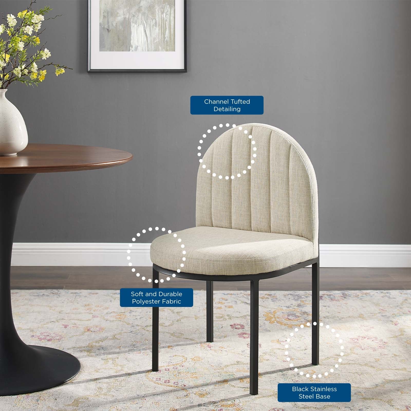 Modway Isla Channel Tufted Upholstered Fabric Dining Side Chair | Dining Chairs | 