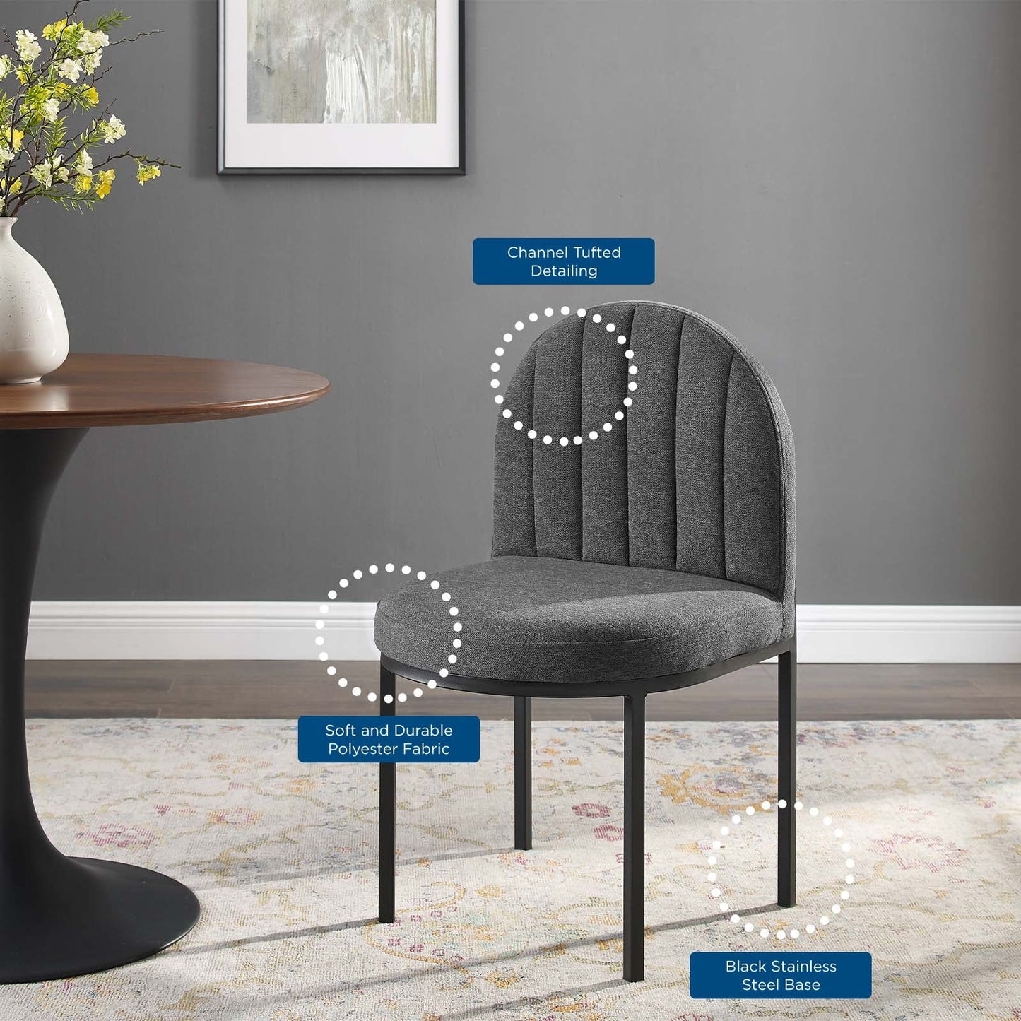 Modway Isla Channel Tufted Upholstered Fabric Dining Side Chair | Dining Chairs | 