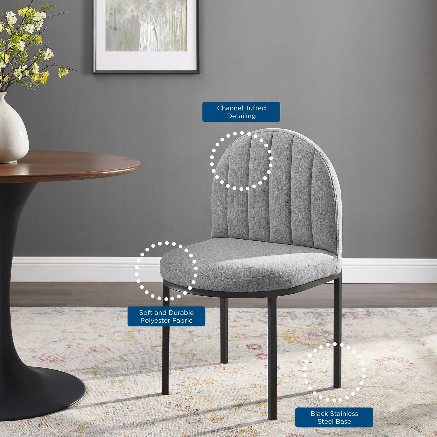 Modway Isla Channel Tufted Upholstered Fabric Dining Side Chair | Dining Chairs | 