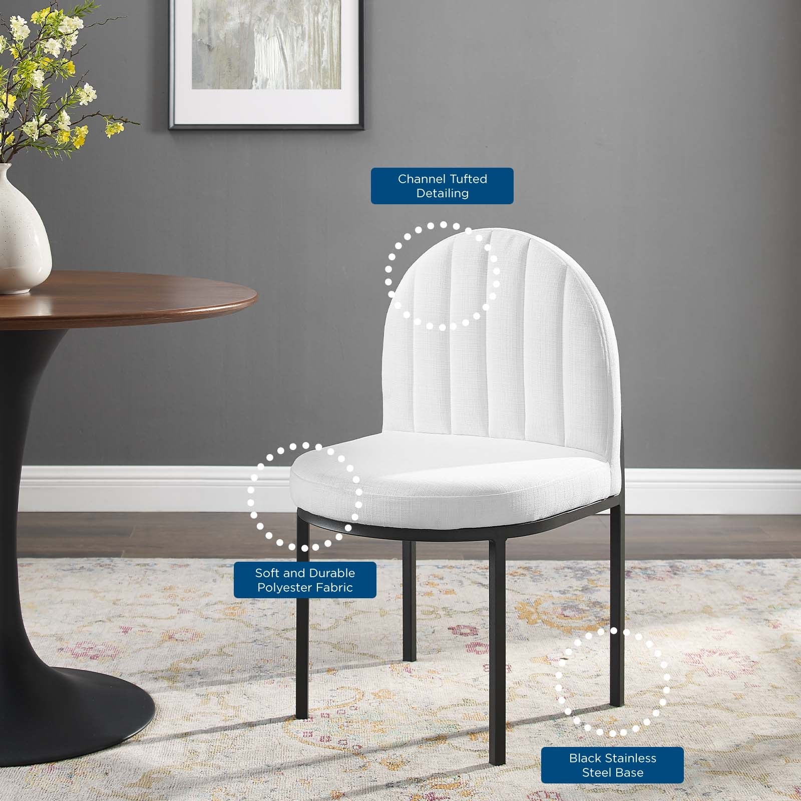 Modway Isla Channel Tufted Upholstered Fabric Dining Side Chair | Dining Chairs | 