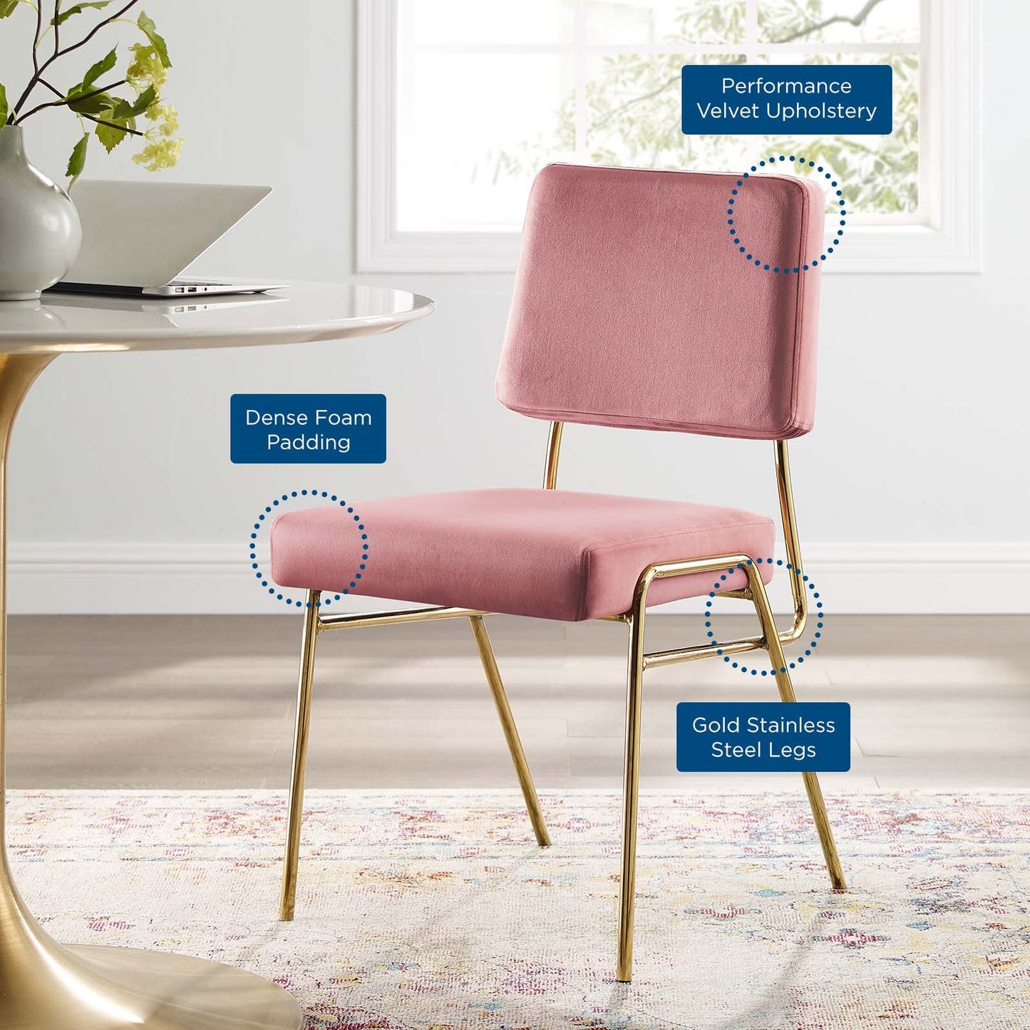 Modway Craft Performance Velvet Dining Side Chair | Dining Chairs | 
