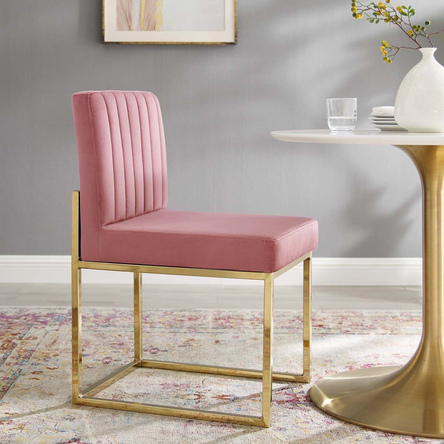 Modway Carriage Channel Tufted Sled Base Performance Velvet Dining Chair | Dining Chairs | 