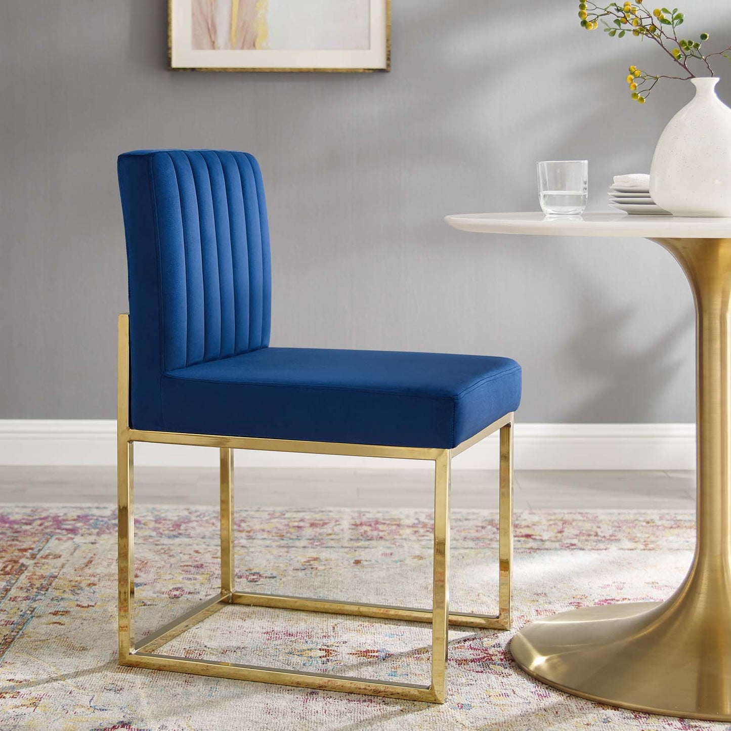 Modway Carriage Channel Tufted Sled Base Performance Velvet Dining Chair | Dining Chairs | 
