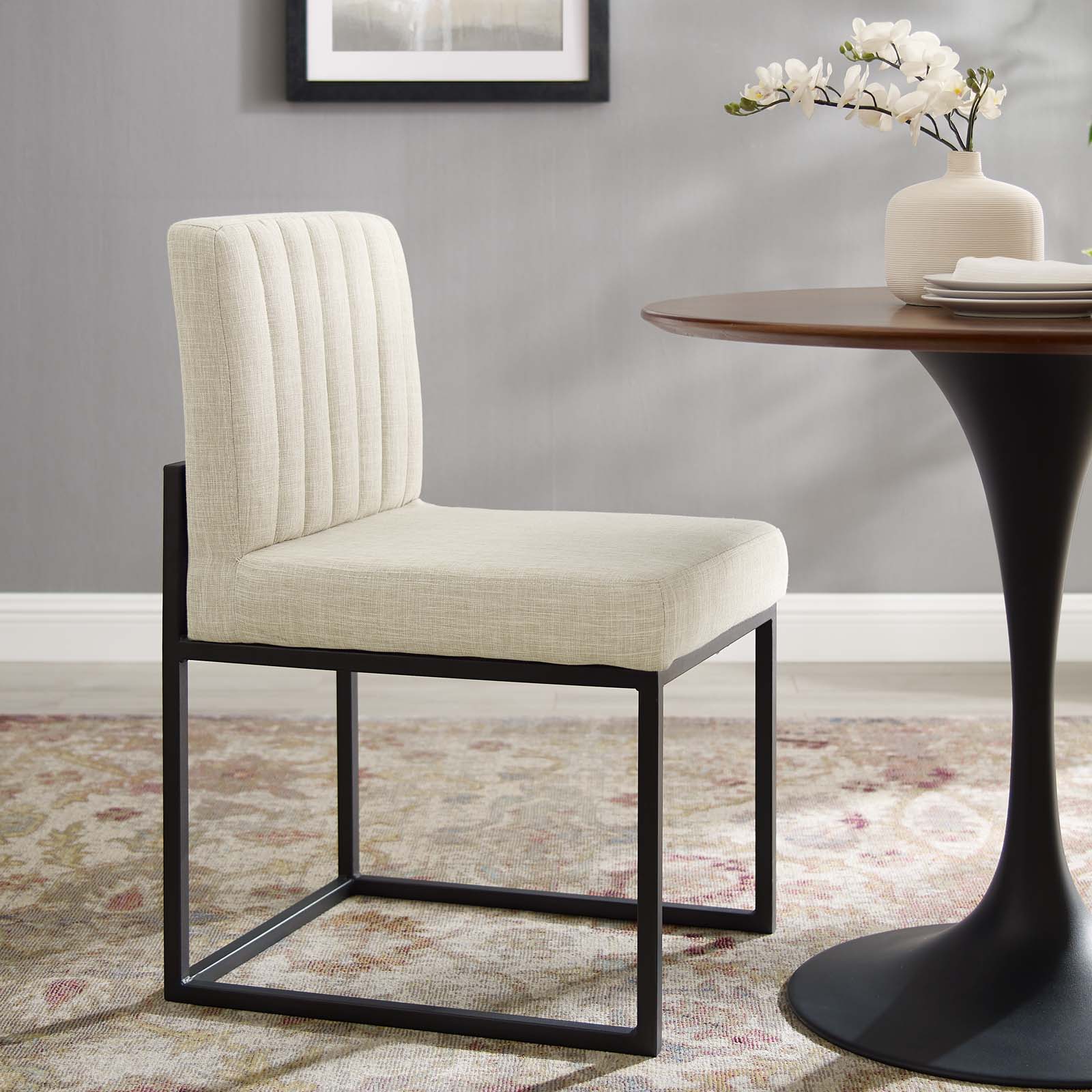 Modway Carriage Channel Tufted Sled Base Upholstered Fabric Dining Chair | Dining Chairs