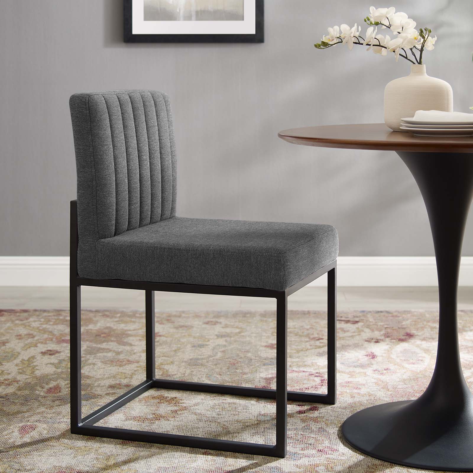 Modway Carriage Channel Tufted Sled Base Upholstered Fabric Dining Chair | Dining Chairs | 
