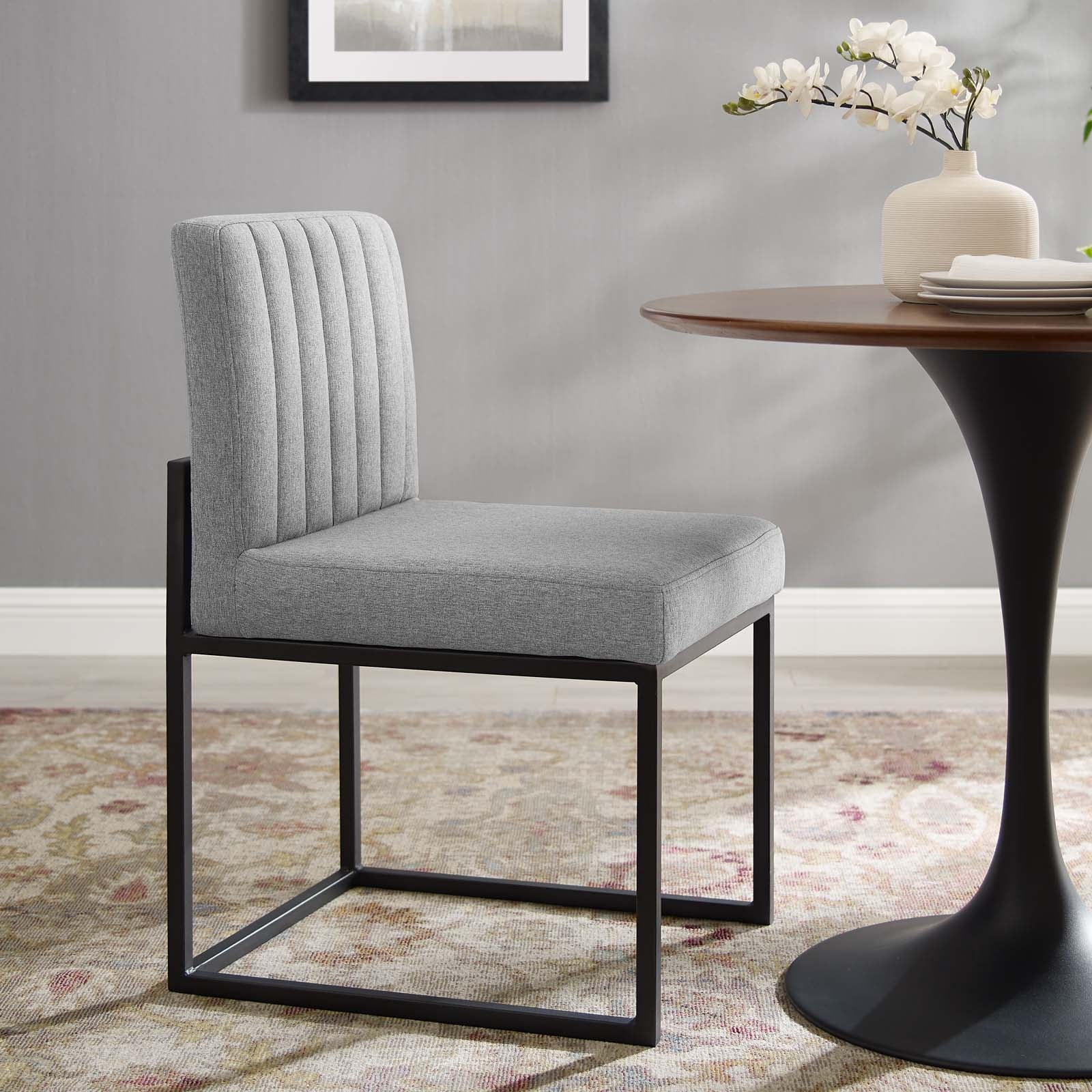 Modway Carriage Channel Tufted Sled Base Upholstered Fabric Dining Chair | Dining Chairs | 