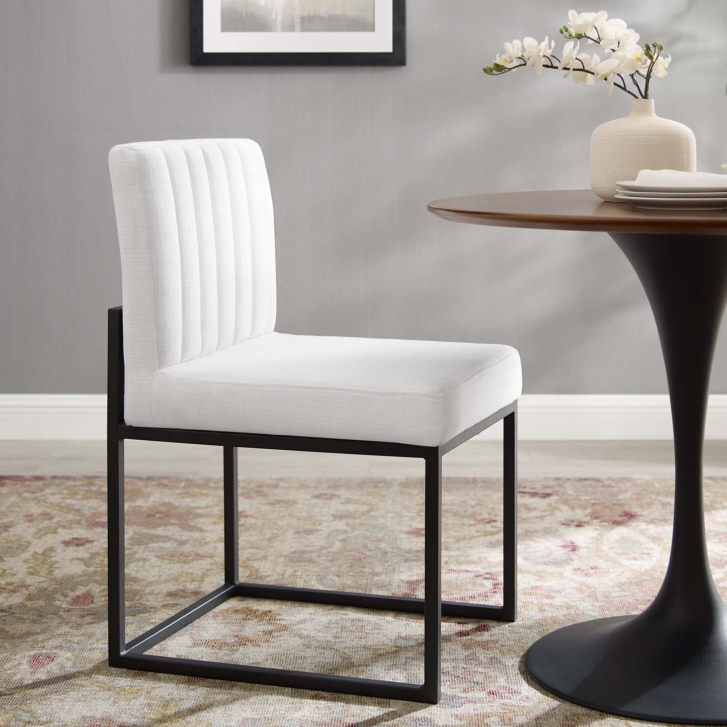Modway Carriage Channel Tufted Sled Base Upholstered Fabric Dining Chair | Dining Chairs | 