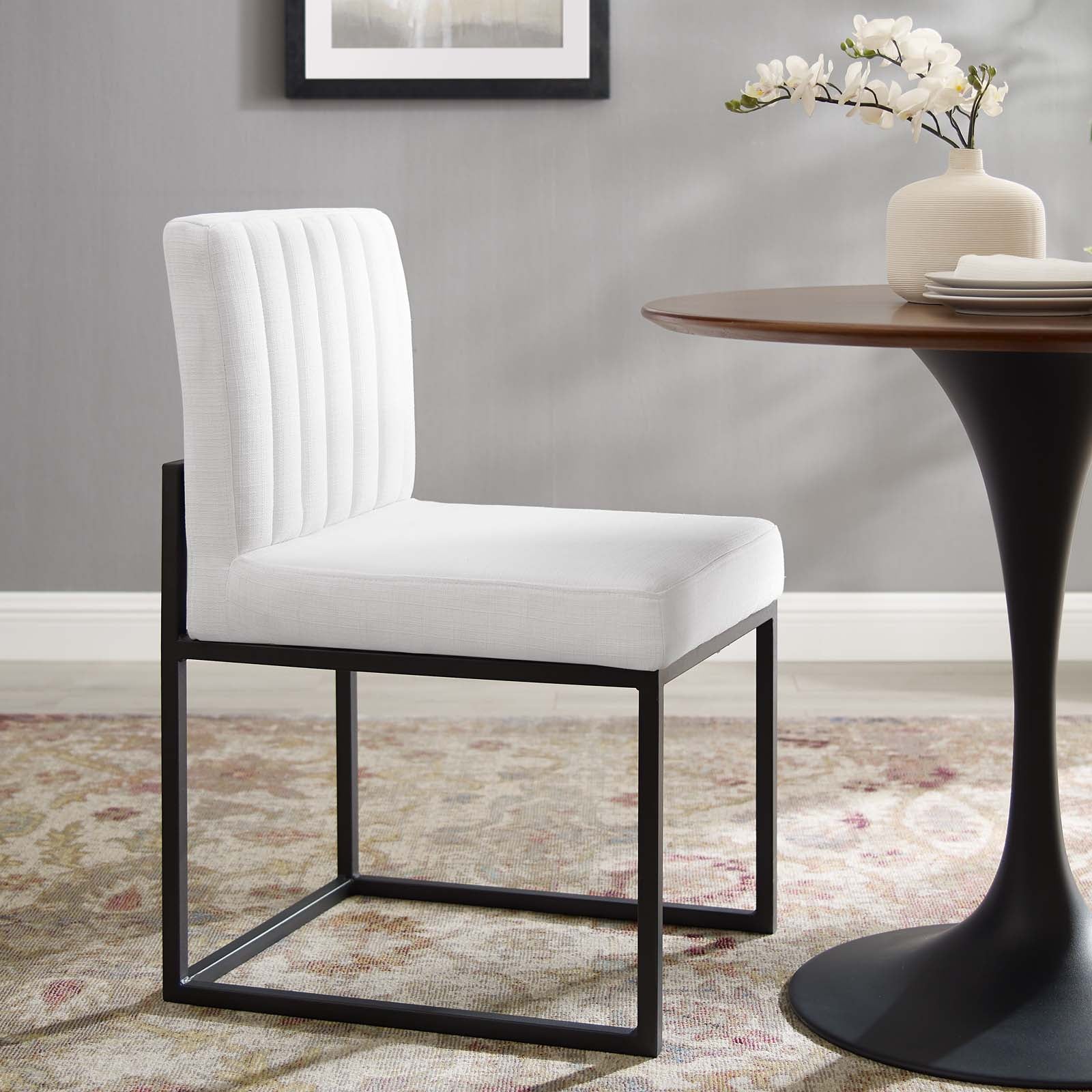 Modway Carriage Channel Tufted Sled Base Upholstered Fabric Dining Chair | Dining Chairs | 