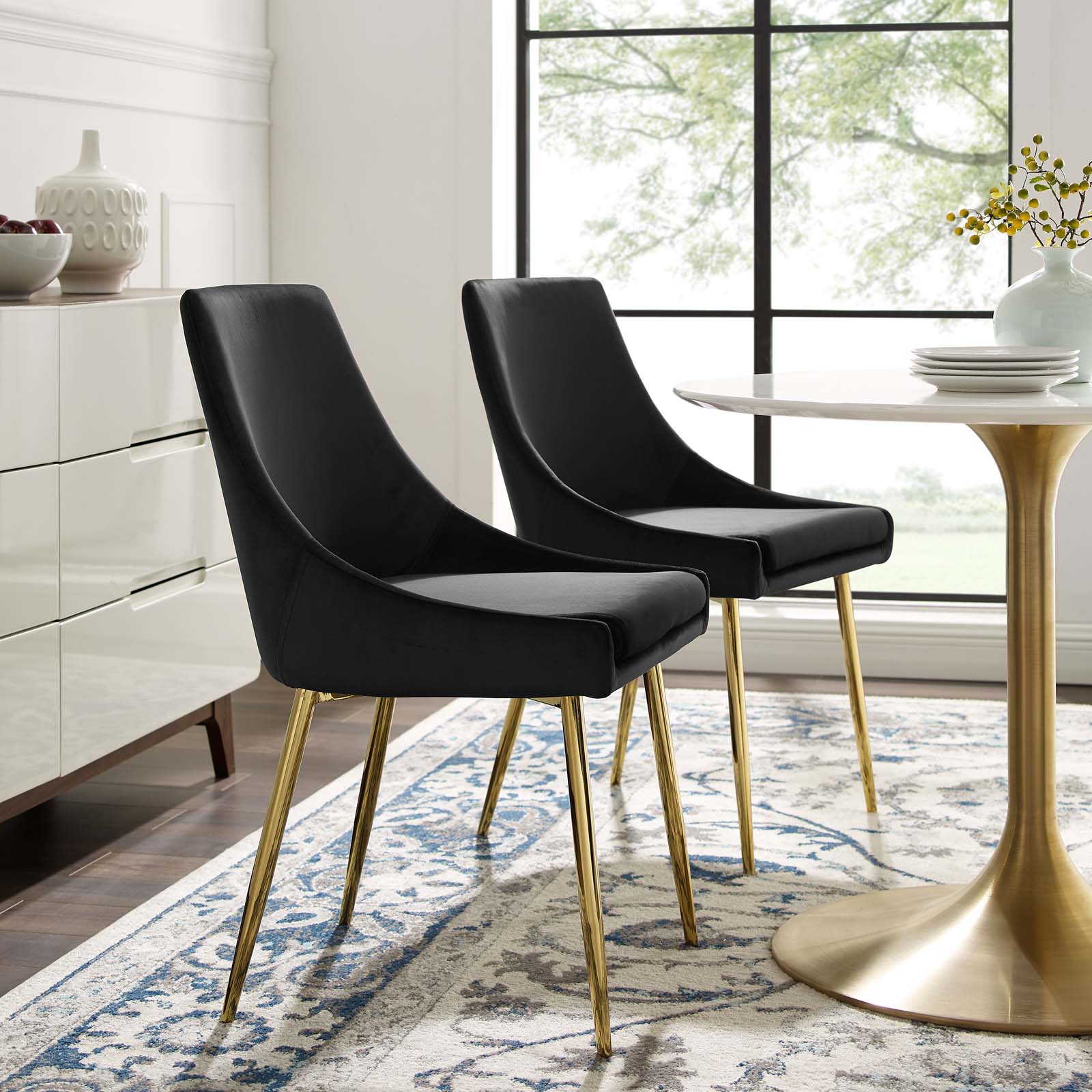 Modway Viscount Performance Velvet Dining Chairs - Set of 2 | Dining Chairs | Modishstore