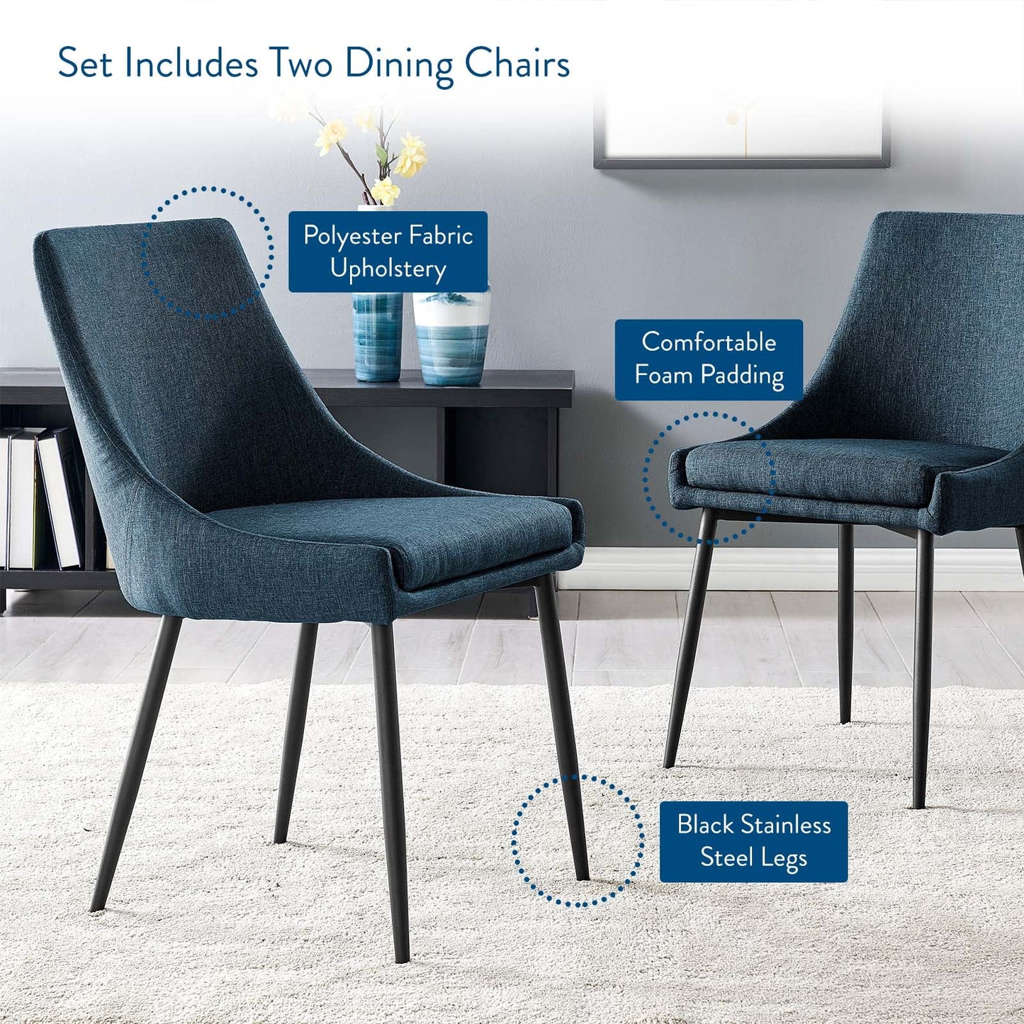 Modway Viscount Upholstered Fabric Dining Chairs - Set of 2 | Dining Chairs | Modishstore-48