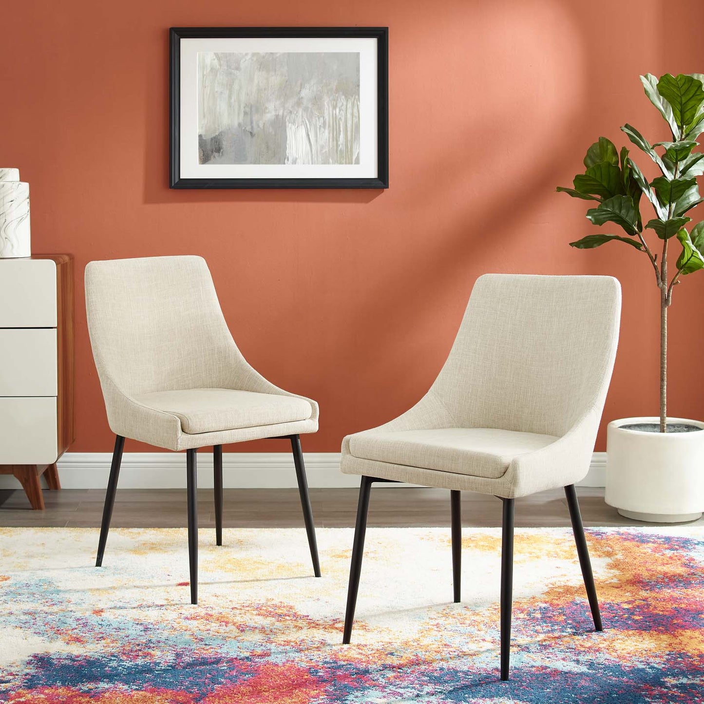 Modway Viscount Upholstered Fabric Dining Chairs - Set of 2 | Dining Chairs | Modishstore