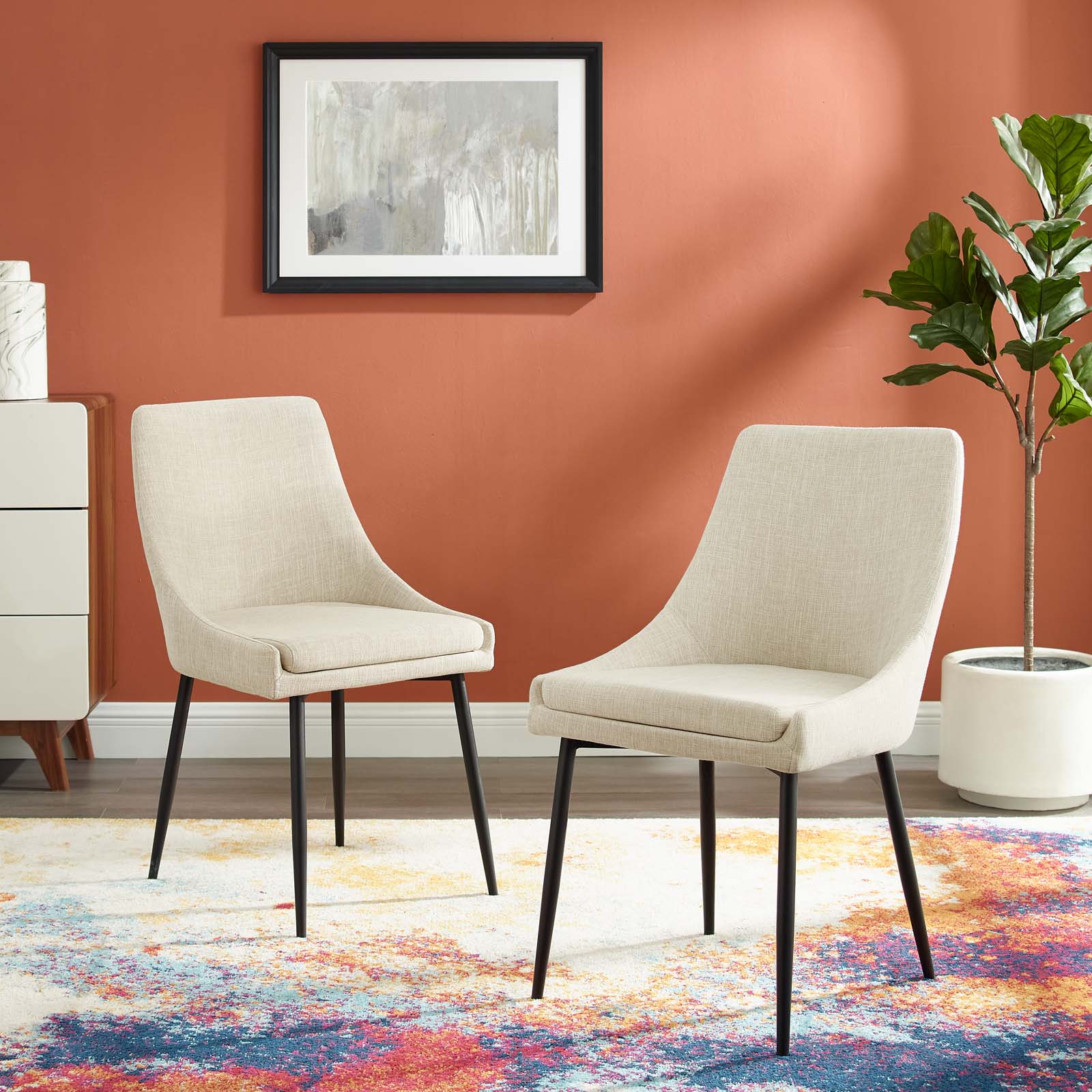 Modway Viscount Upholstered Fabric Dining Chairs - Set of 2 | Dining Chairs | Modishstore
