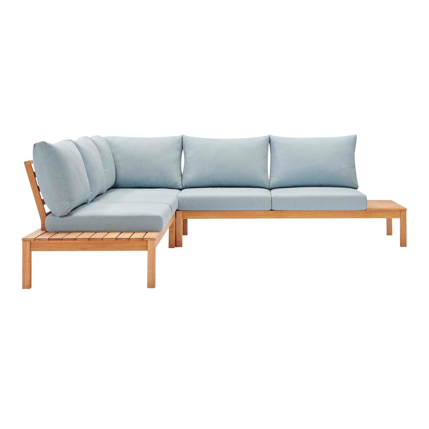 Modway Freeport 3 Piece Outdoor Patio Karri Wood Sectional | Outdoor Patio Daybed | 