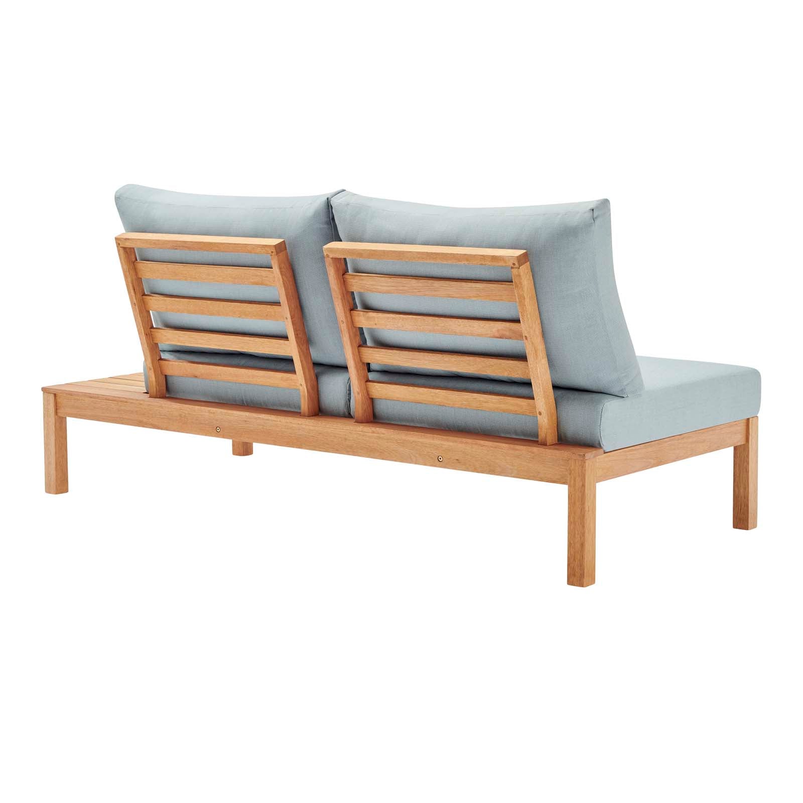 Modway Freeport 3 Piece Outdoor Patio Karri Wood Sectional | Outdoor Patio Daybed | 