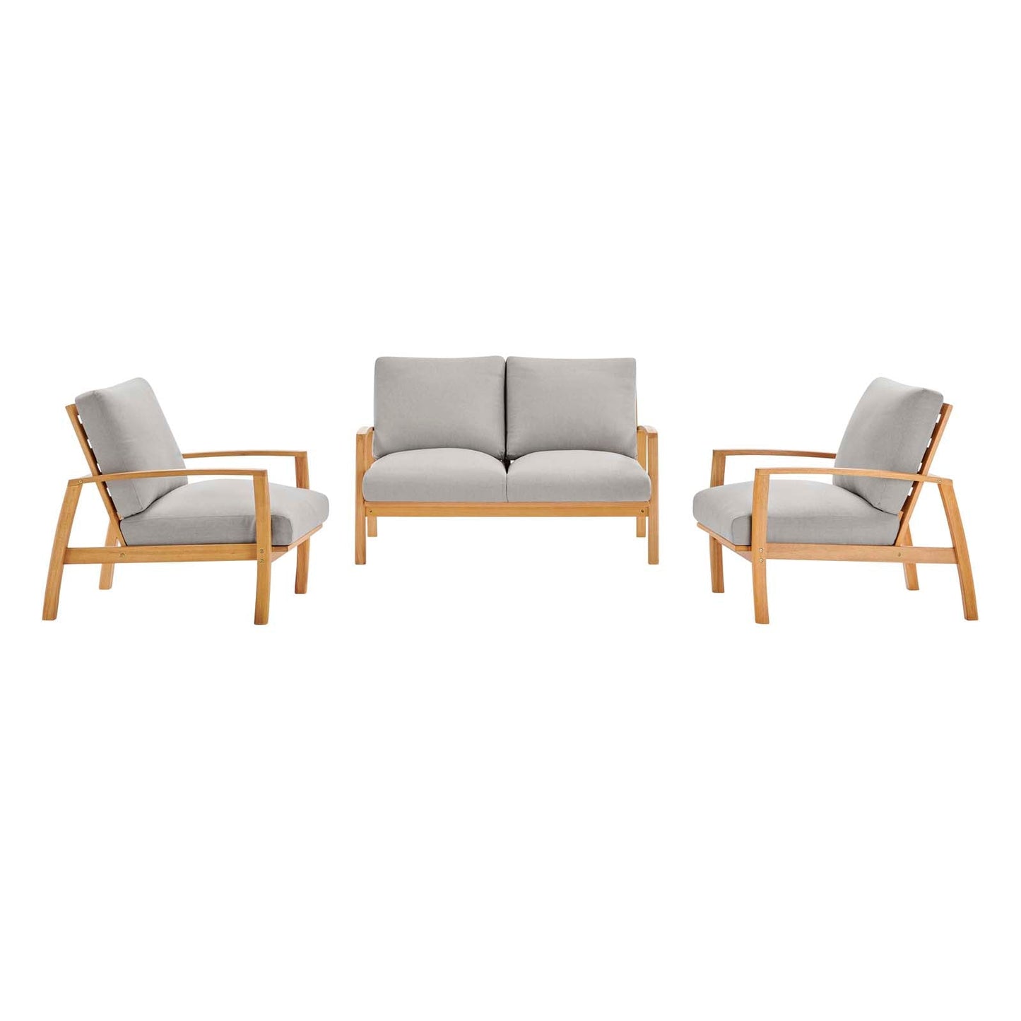 Orlean 3 Piece Outdoor Patio Eucalyptus Wood Set By Modway - EEI-3822 | Outdoor Sofas, Loveseats & Sectionals | Modishstore - 2