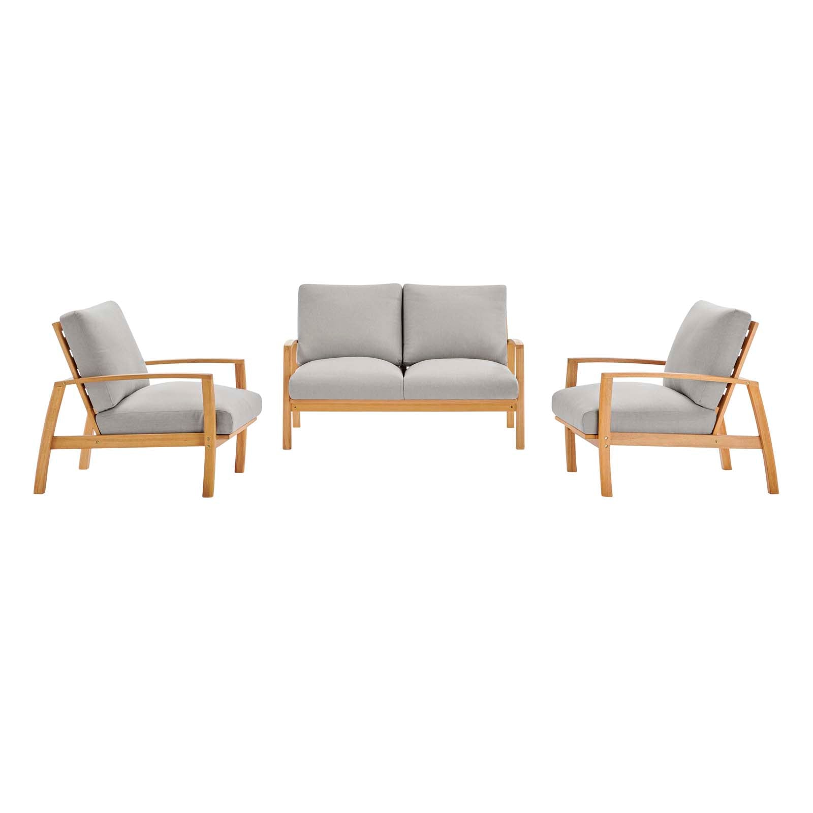 Orlean 3 Piece Outdoor Patio Eucalyptus Wood Set By Modway - EEI-3822 | Outdoor Sofas, Loveseats & Sectionals | Modishstore - 2