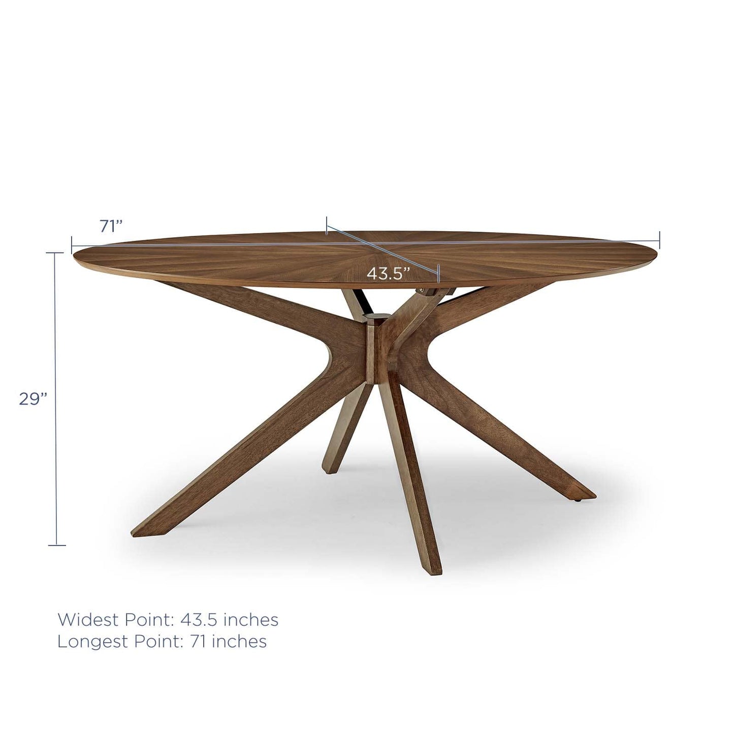Modway Crossroads 71" Oval Wood Dining Table | Dining Tables | 