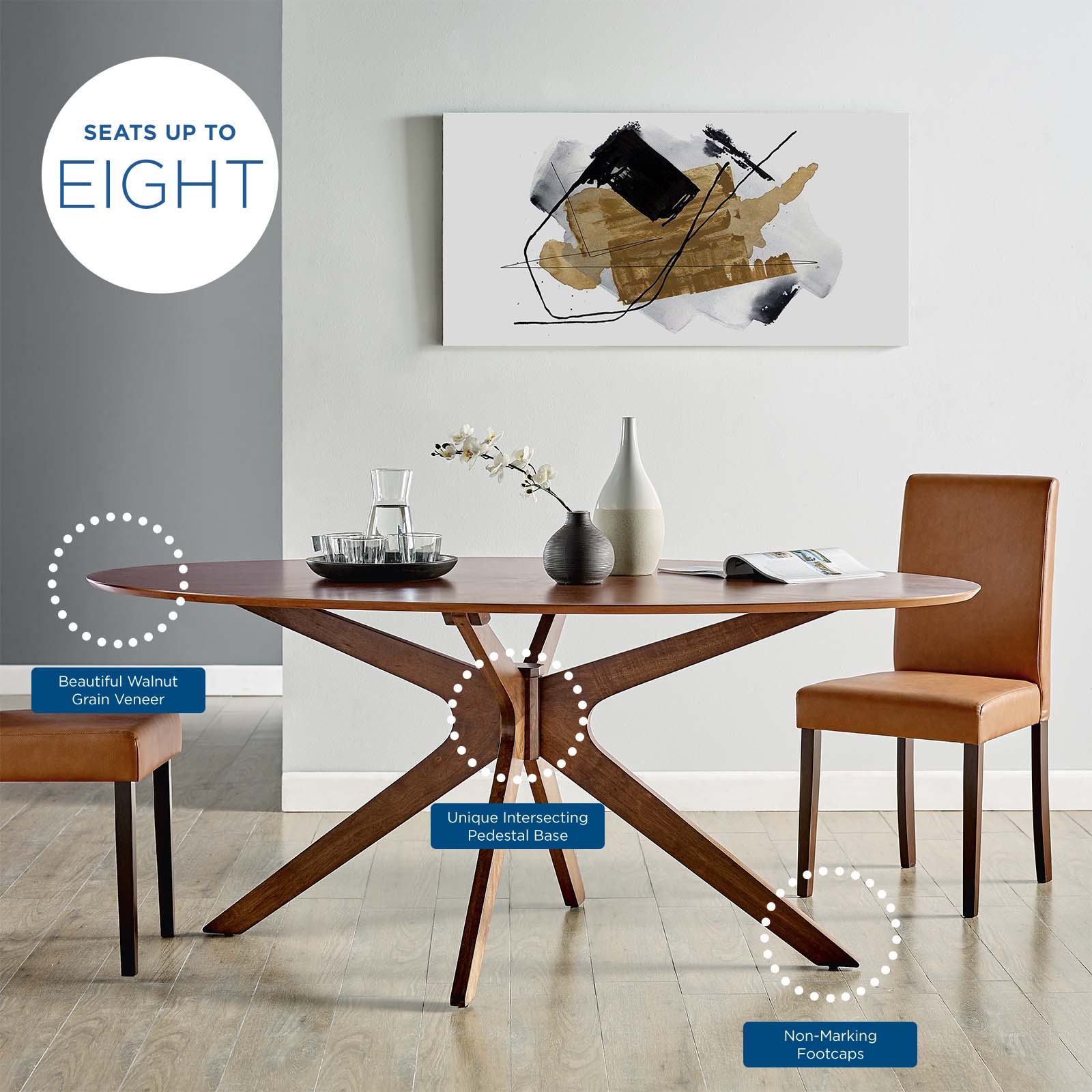 Modway Crossroads 71" Oval Wood Dining Table | Dining Tables | 