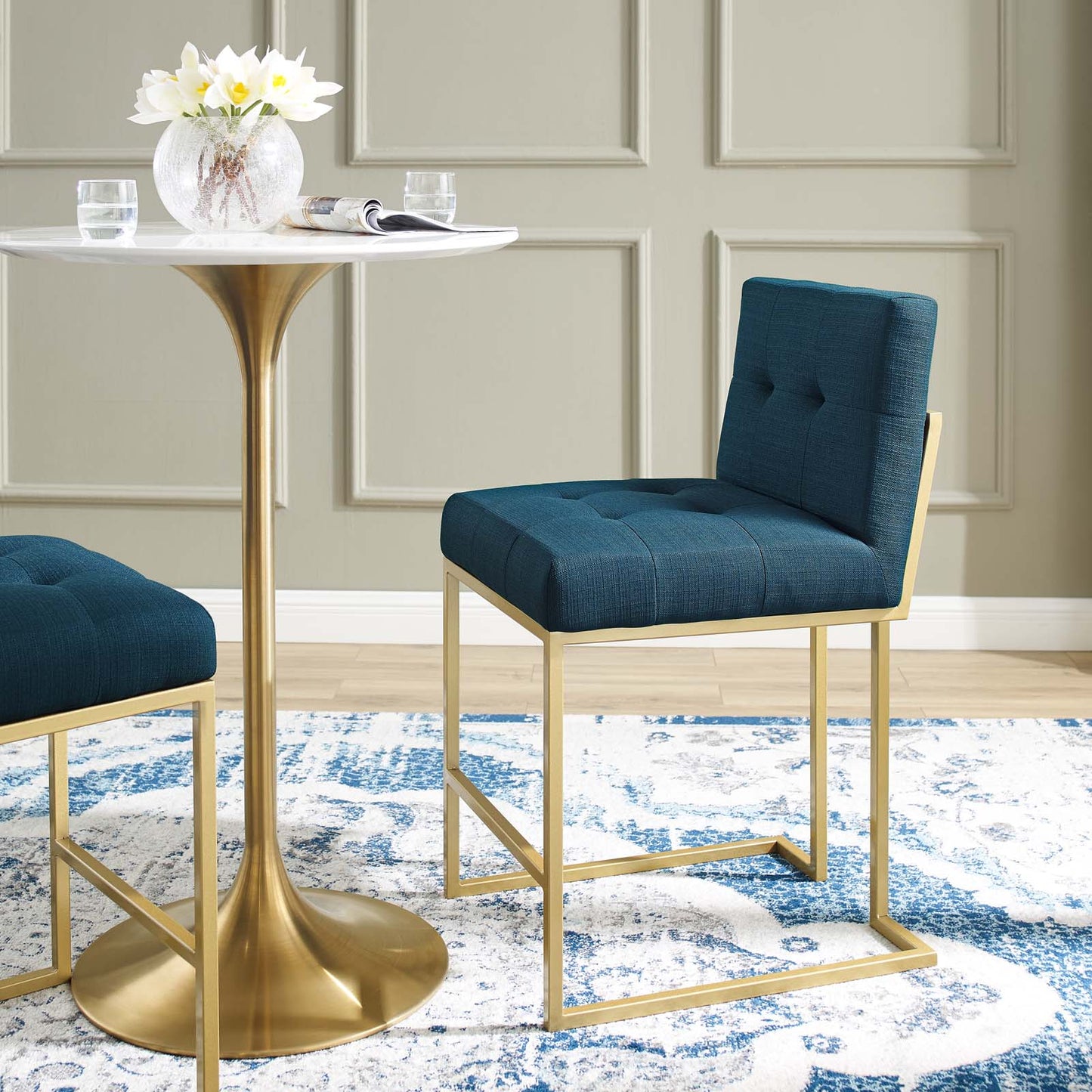 Modway Privy Gold Stainless Steel Upholstered Fabric Counter Stool | Counter Stools | Modishstore