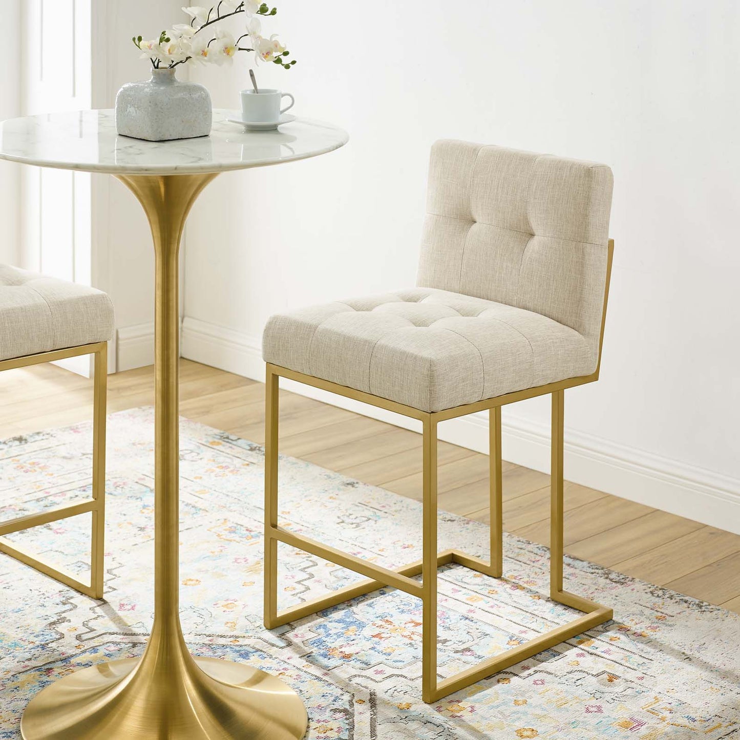Modway Privy Gold Stainless Steel Upholstered Fabric Counter Stool | Counter Stools | Modishstore-9
