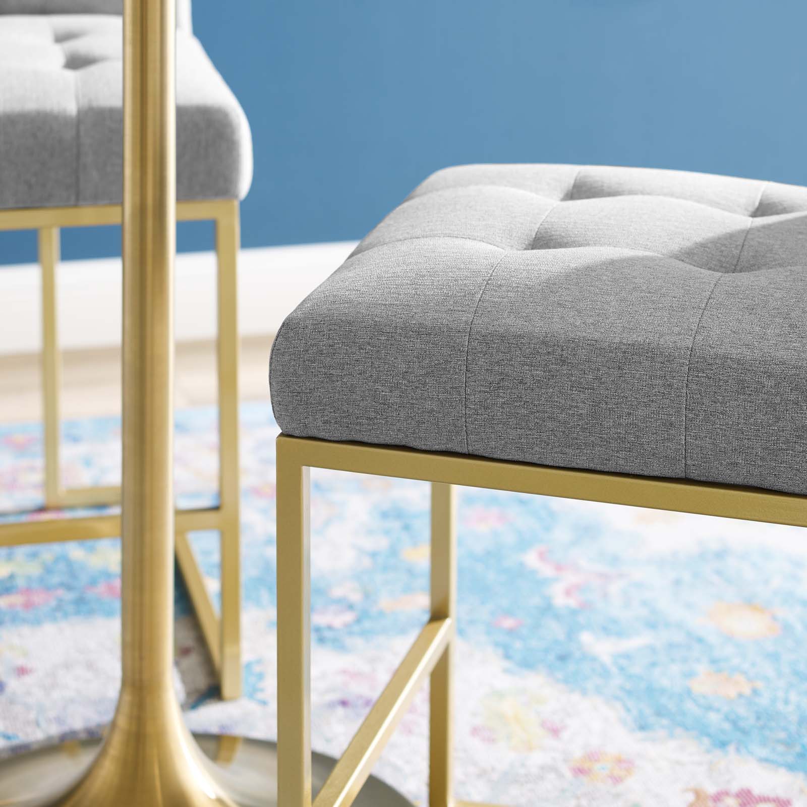 Modway Privy Gold Stainless Steel Upholstered Fabric Counter Stool | Counter Stools | Modishstore-24