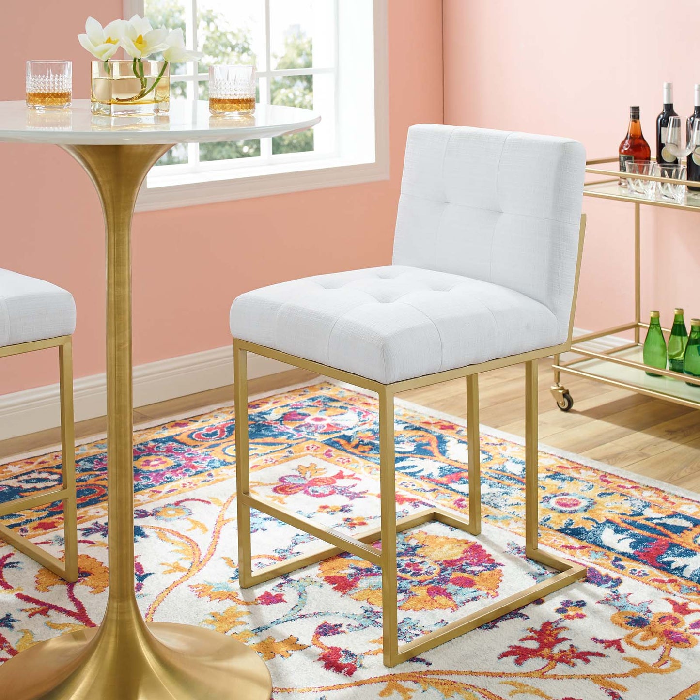 Modway Privy Gold Stainless Steel Upholstered Fabric Counter Stool | Counter Stools | Modishstore-25