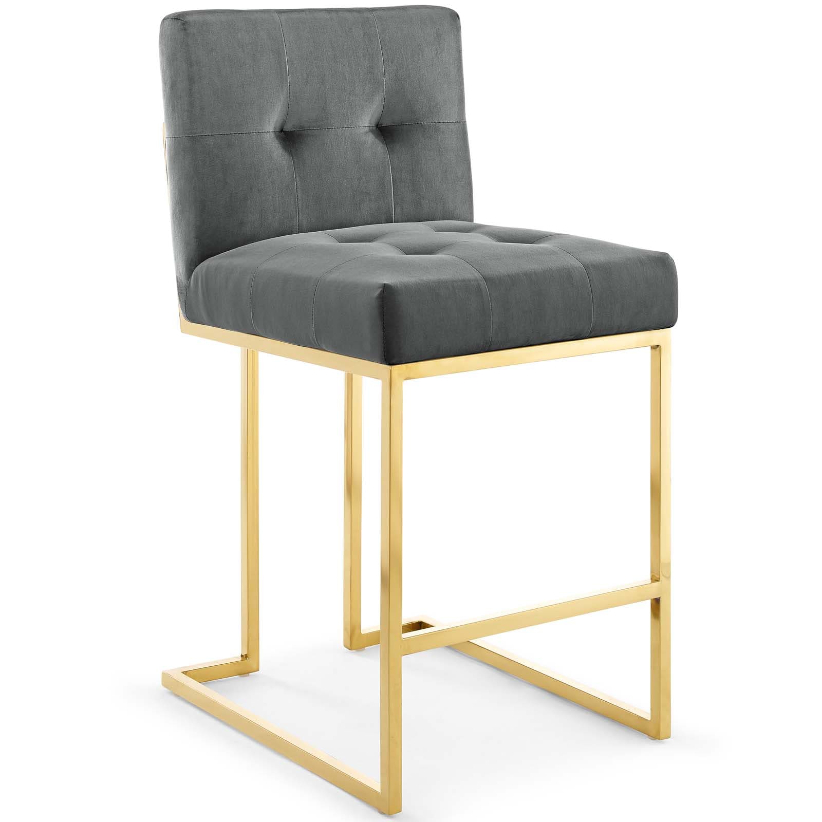 Modway Privy Gold Stainless Steel Performance Velvet Counter Stool | Counter Stools | Modishstore-2