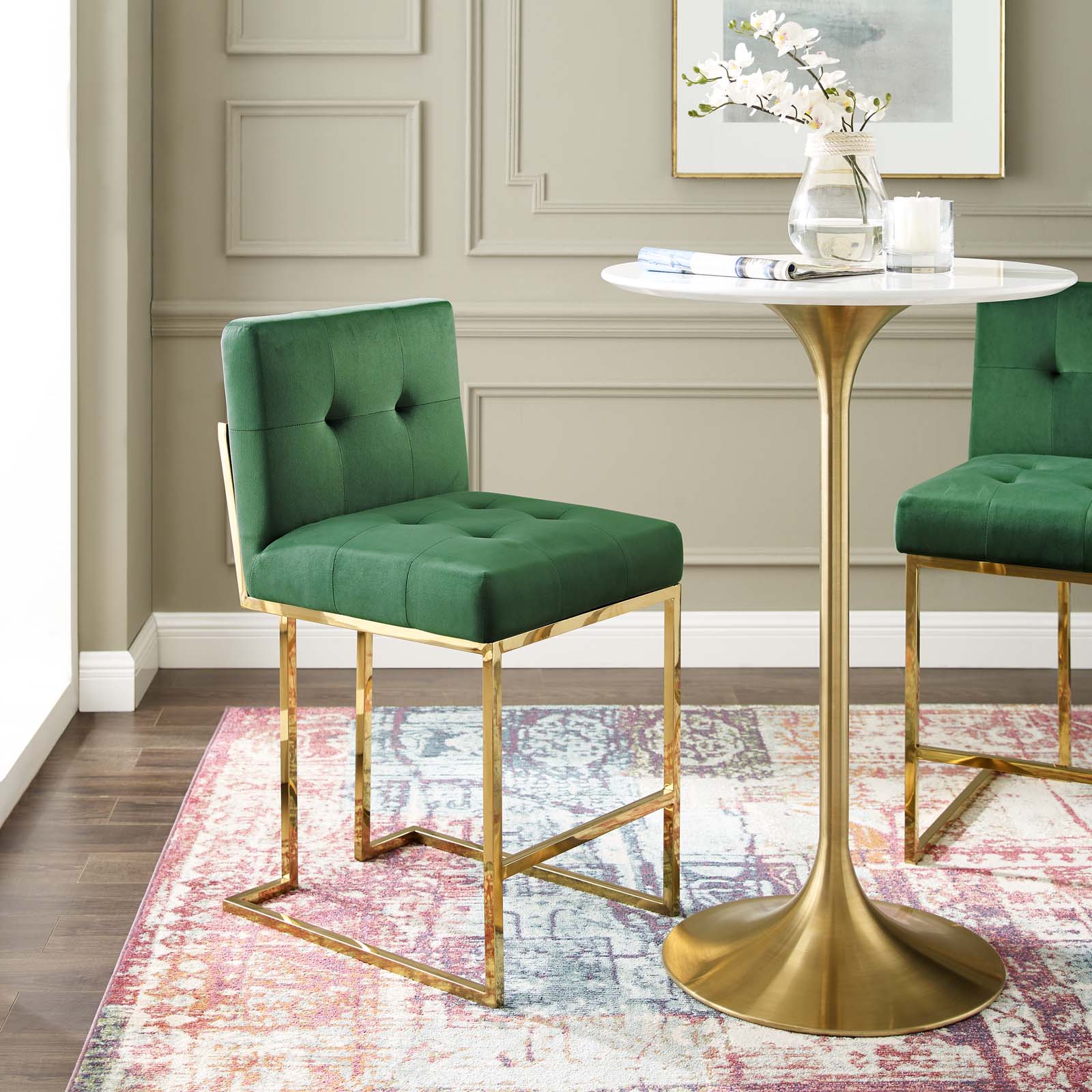 Modway Privy Gold Stainless Steel Performance Velvet Counter Stool | Counter Stools | Modishstore-17
