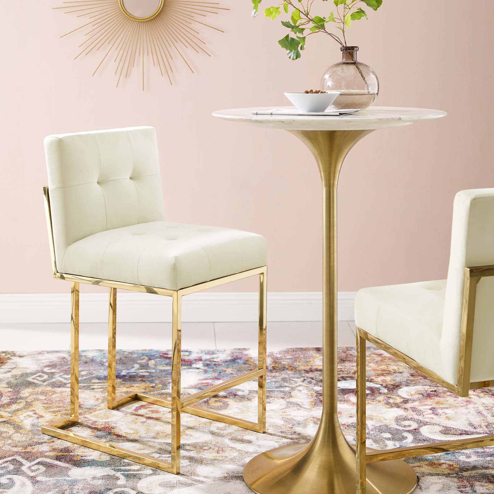 Modway Privy Gold Stainless Steel Performance Velvet Counter Stool | Counter Stools | Modishstore-25