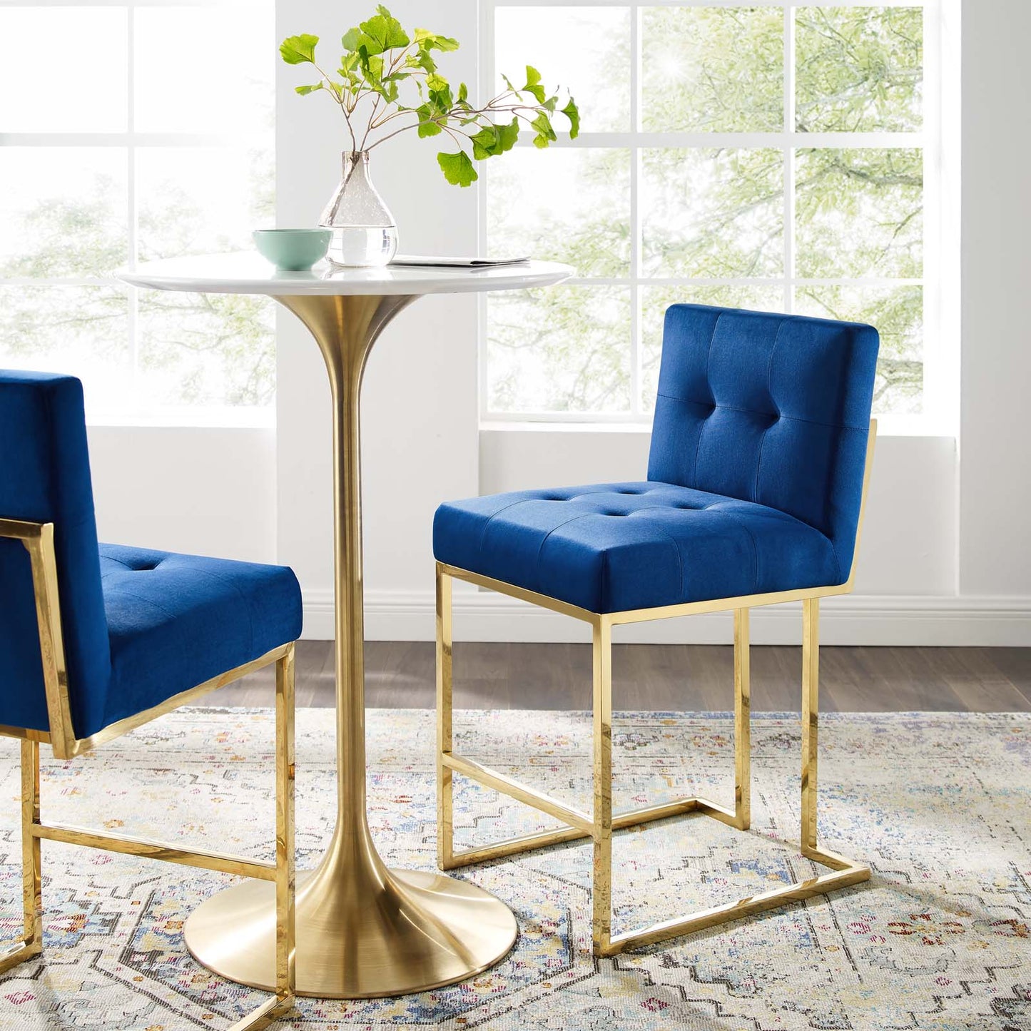 Modway Privy Gold Stainless Steel Performance Velvet Counter Stool | Counter Stools | Modishstore-33