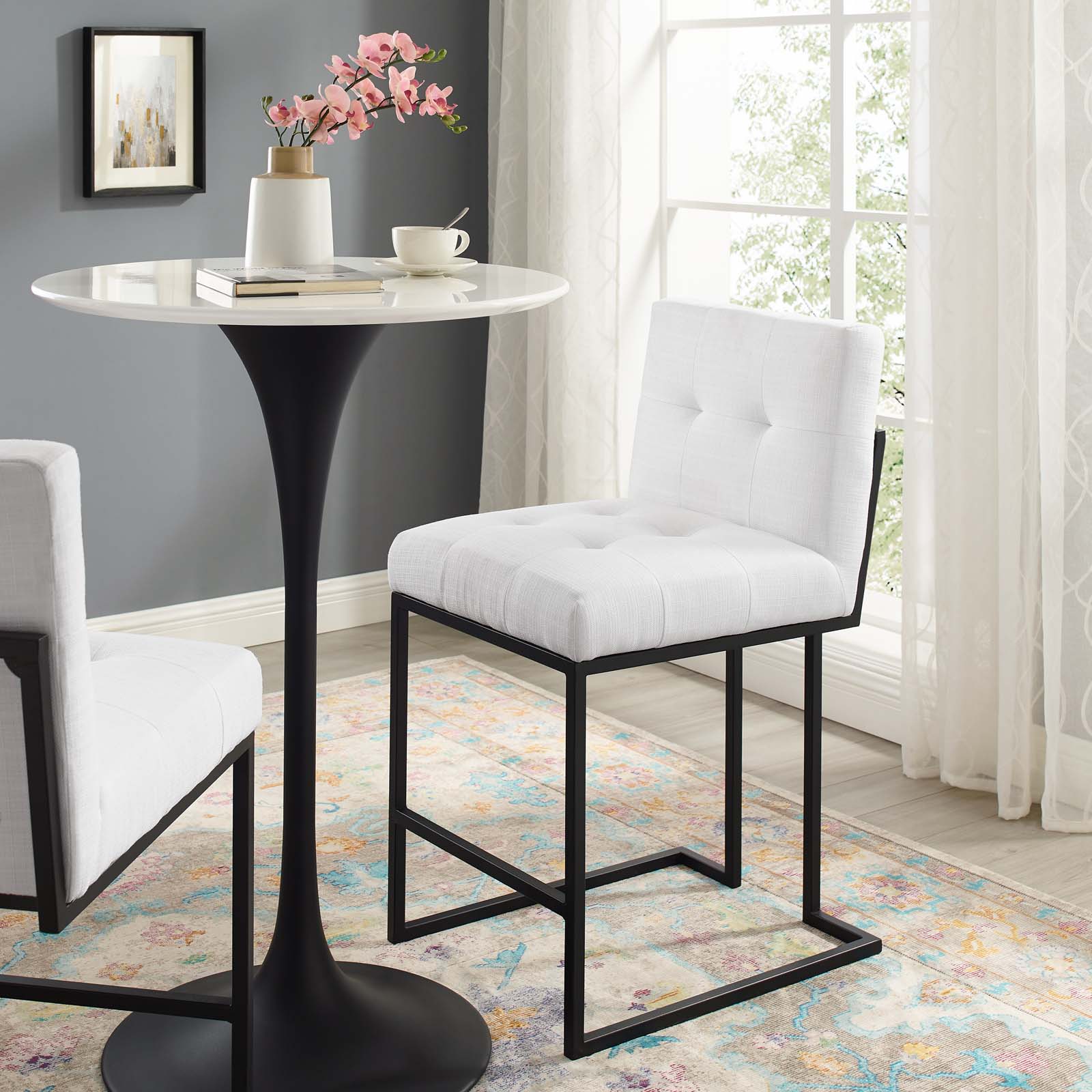 Modway Privy Black Stainless Steel Upholstered Fabric Counter Stool | Counter Stools | Modishstore-17