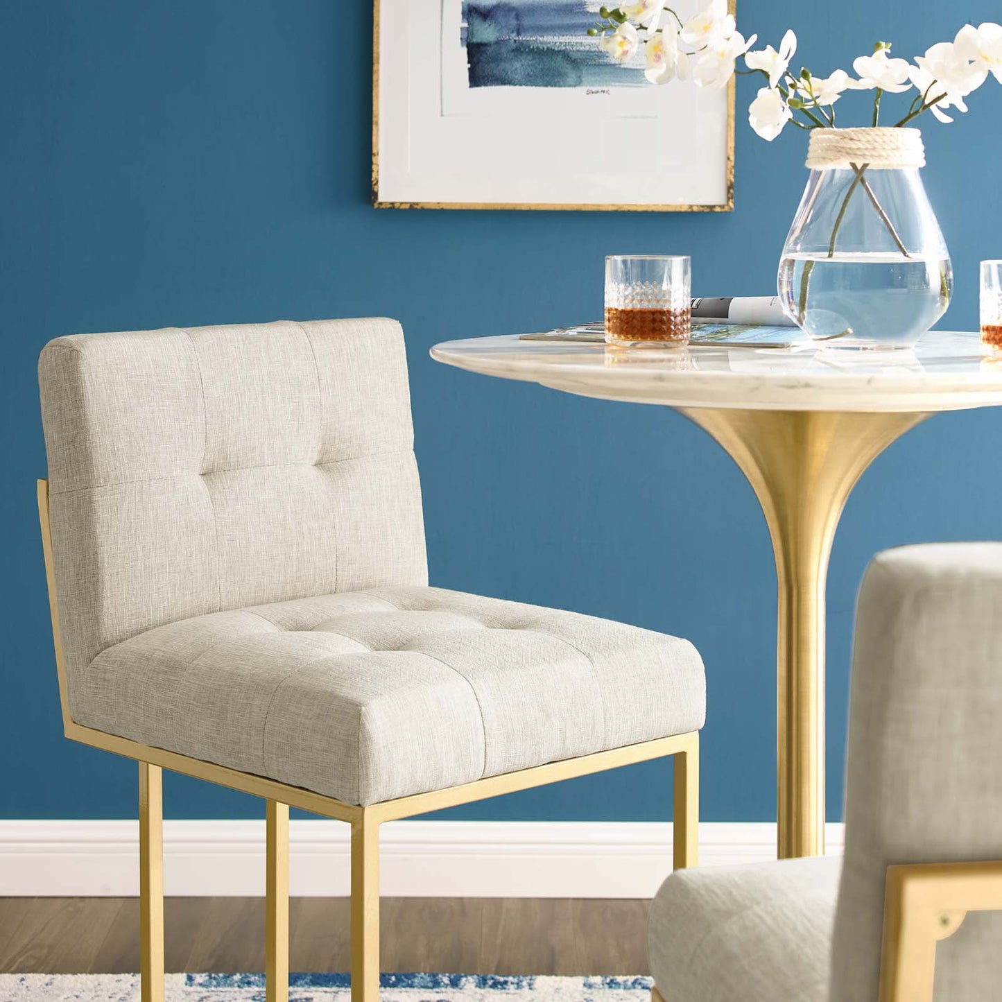 Modway Privy Gold Stainless Steel Upholstered Fabric Bar Stool | Bar Stools | Modishstore-16