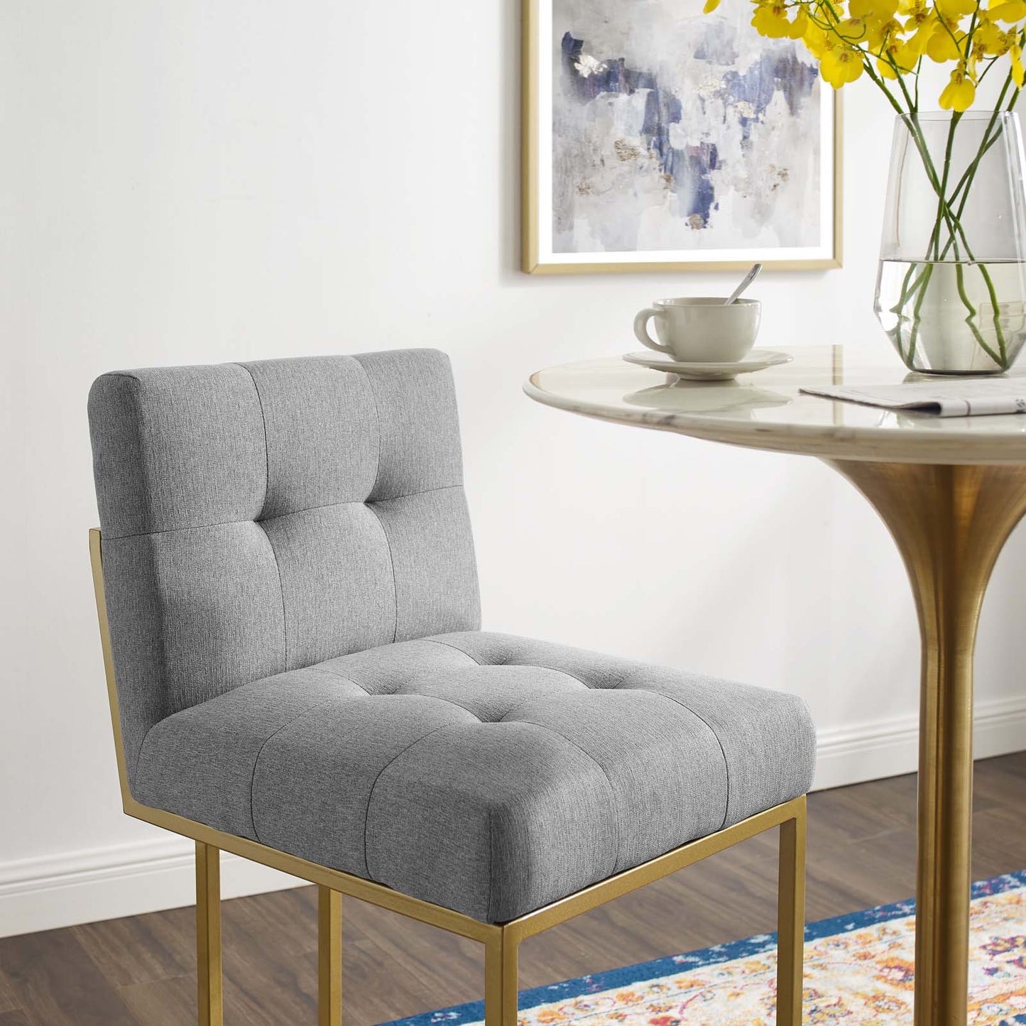 Modway Privy Gold Stainless Steel Upholstered Fabric Bar Stool | Bar Stools | Modishstore-24