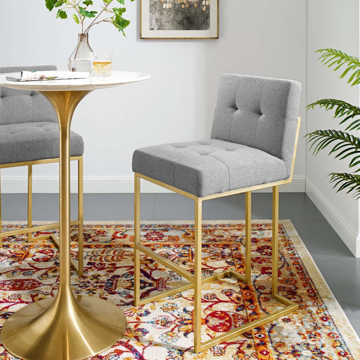 Modway Privy Gold Stainless Steel Upholstered Fabric Bar Stool | Bar Stools | Modishstore-17