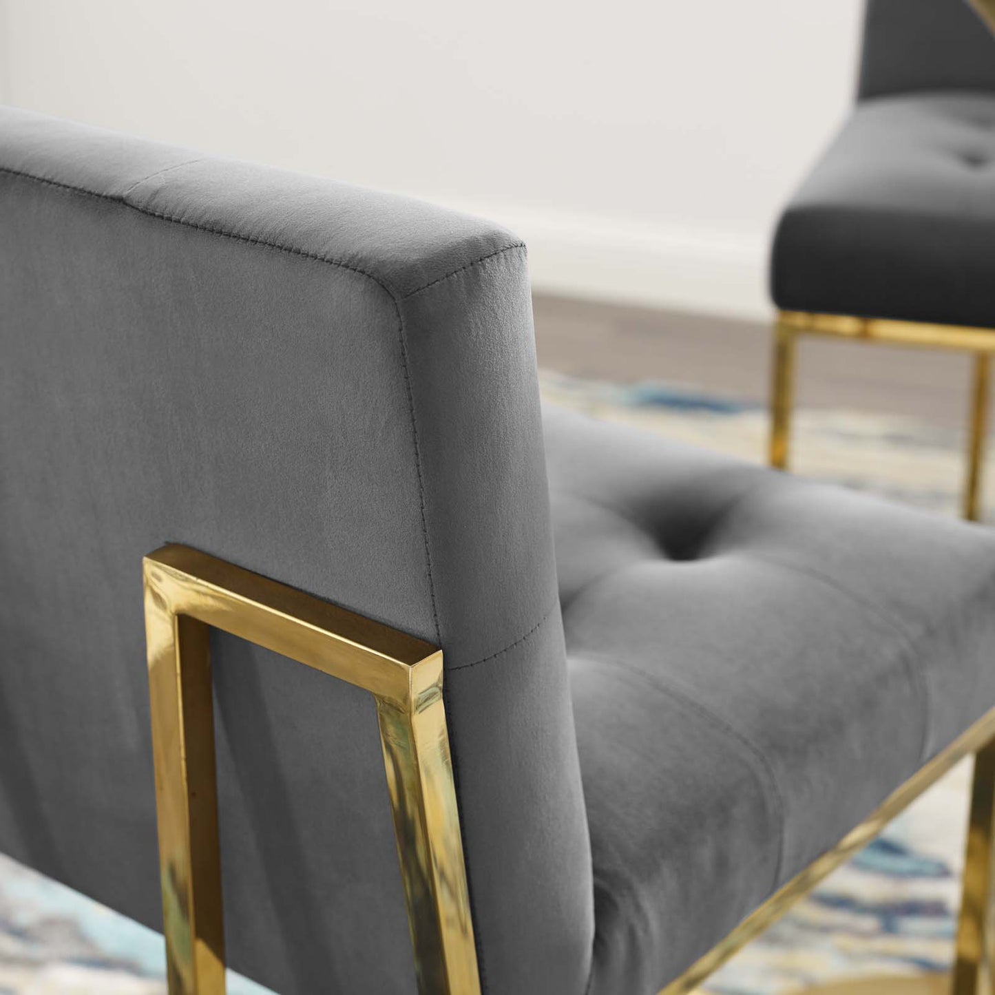 Modway Privy Gold Stainless Steel Performance Velvet Bar Stool | Bar Stools | Modishstore-8