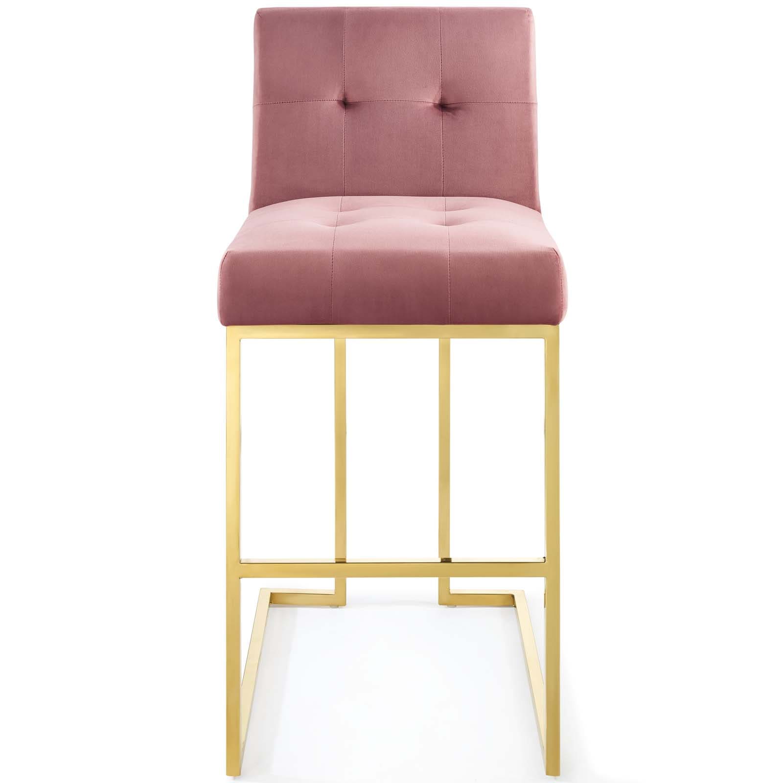 Modway Privy Gold Stainless Steel Performance Velvet Bar Stool | Bar Stools | Modishstore-13