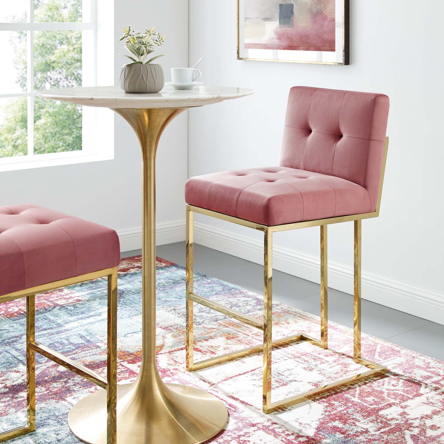 Modway Privy Gold Stainless Steel Performance Velvet Bar Stool | Bar Stools | Modishstore-9