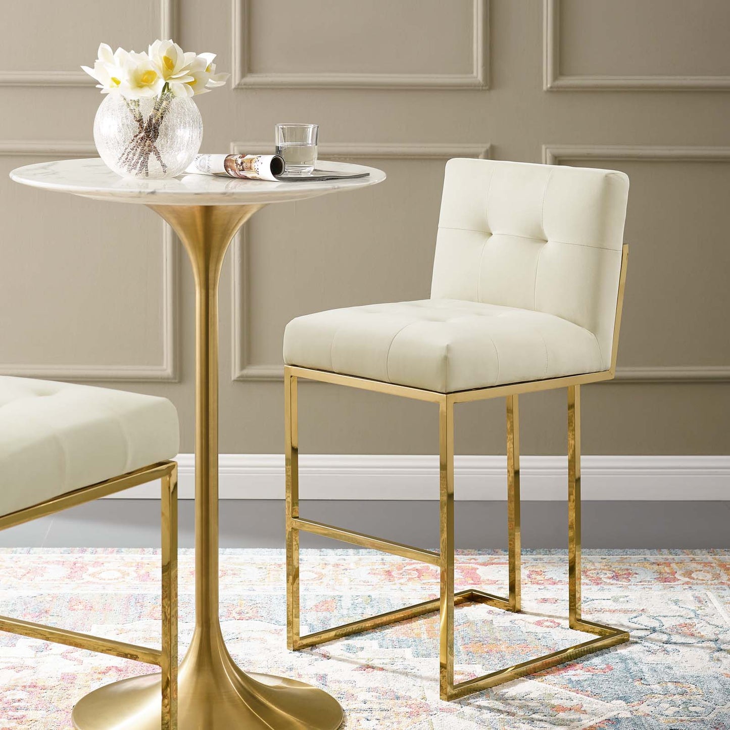 Modway Privy Gold Stainless Steel Performance Velvet Bar Stool | Bar Stools | Modishstore-25