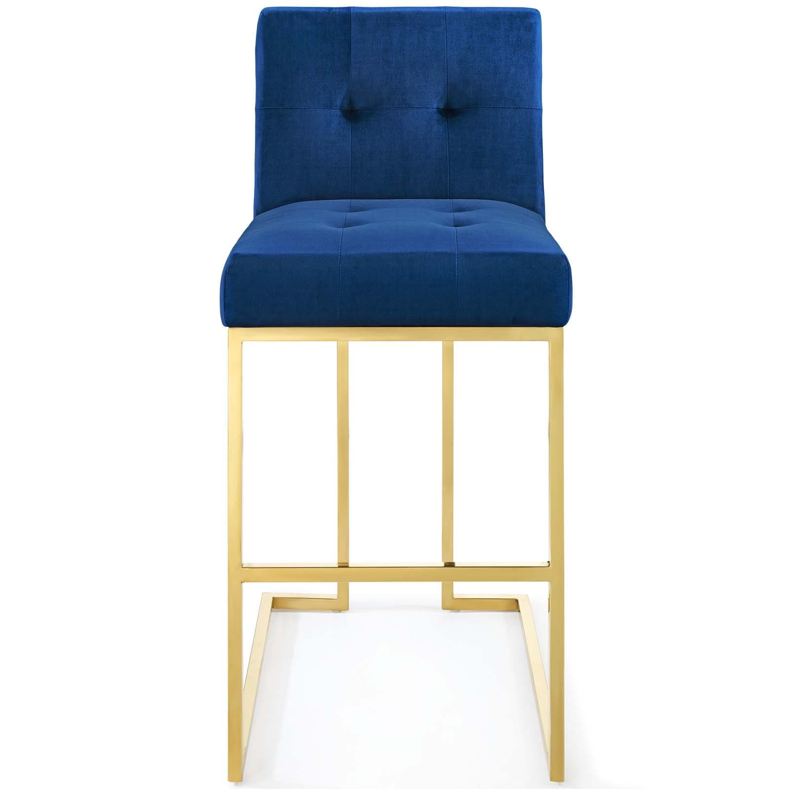 Modway Privy Gold Stainless Steel Performance Velvet Bar Stool | Bar Stools | Modishstore-37