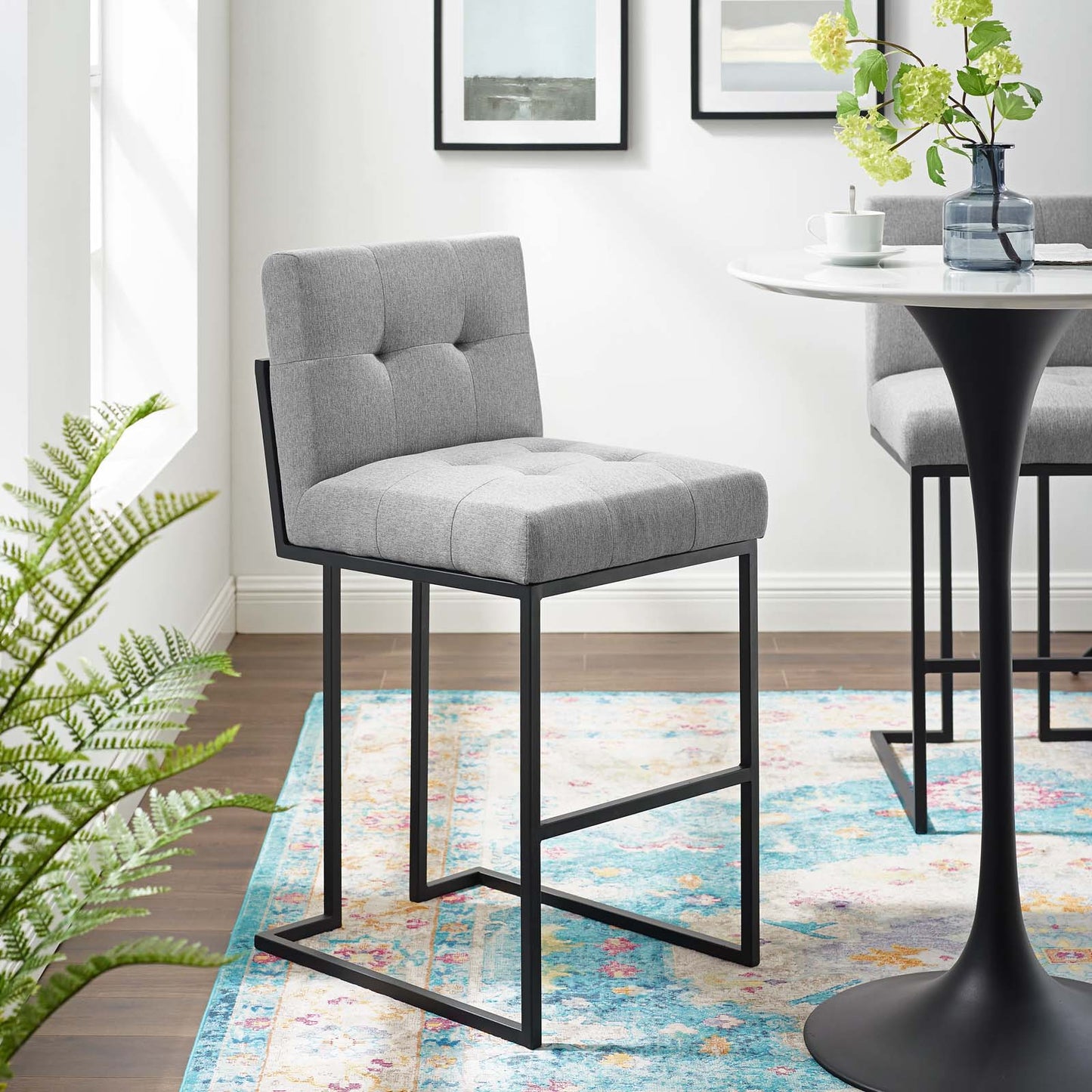Privy Black Stainless Steel Upholstered Fabric Bar Stool By Modway - EEI-3857 | Bar Stools | Modishstore