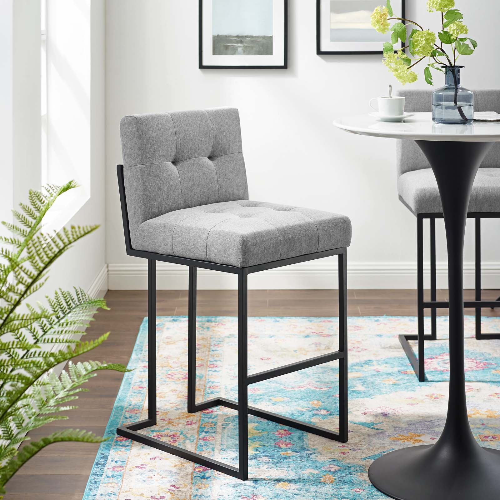 Privy Black Stainless Steel Upholstered Fabric Bar Stool By Modway - EEI-3857 | Bar Stools | Modishstore