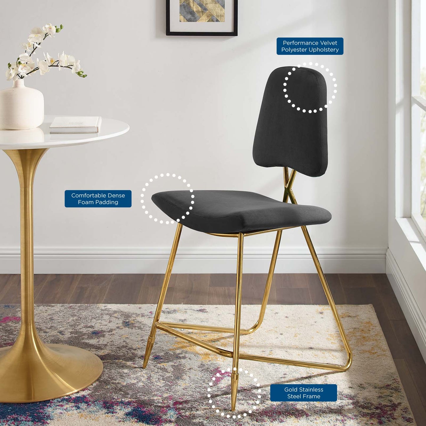 Modway Ponder Performance Velvet Counter Stool | Counter Stools | Modishstore-8
