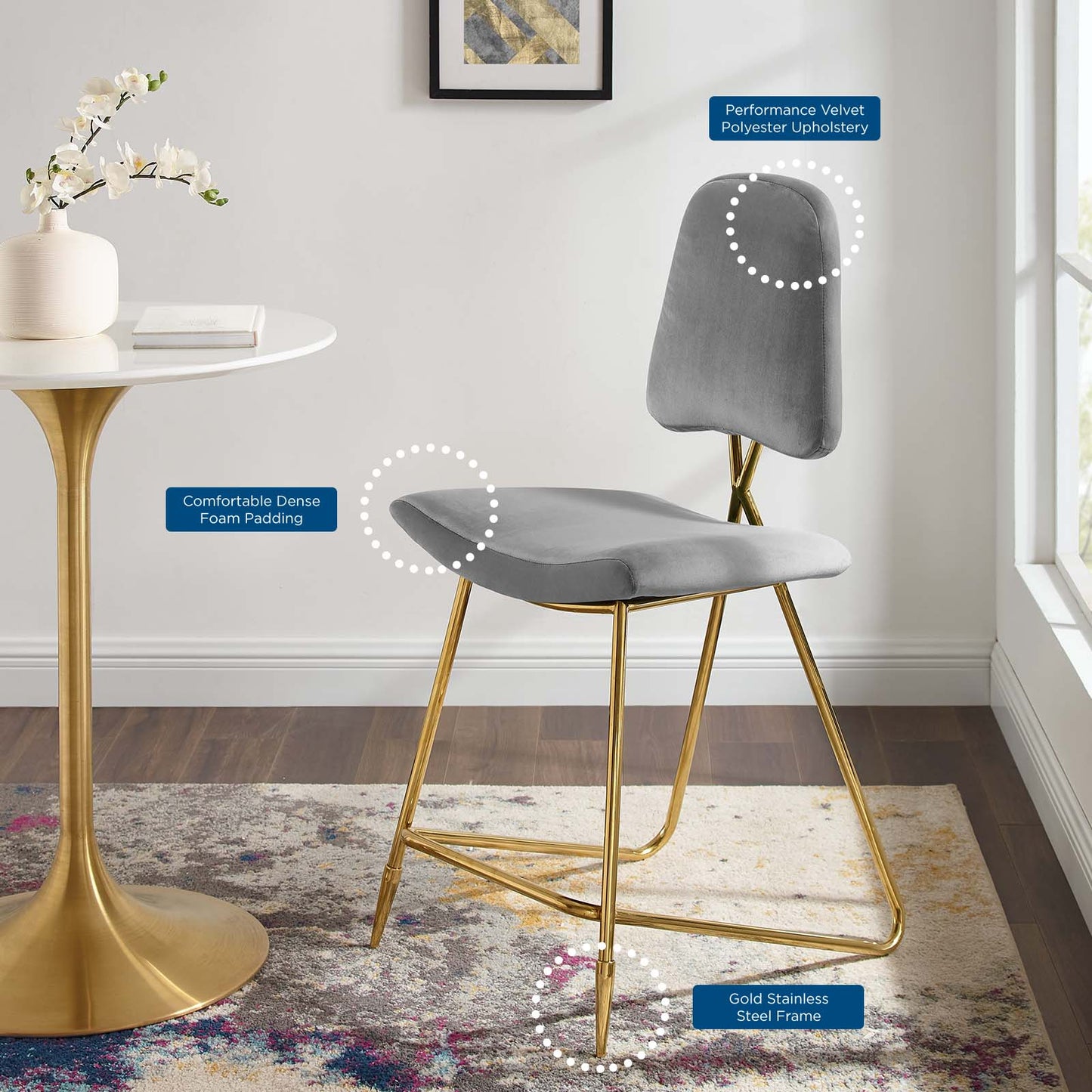 Modway Ponder Performance Velvet Counter Stool | Counter Stools | Modishstore-16
