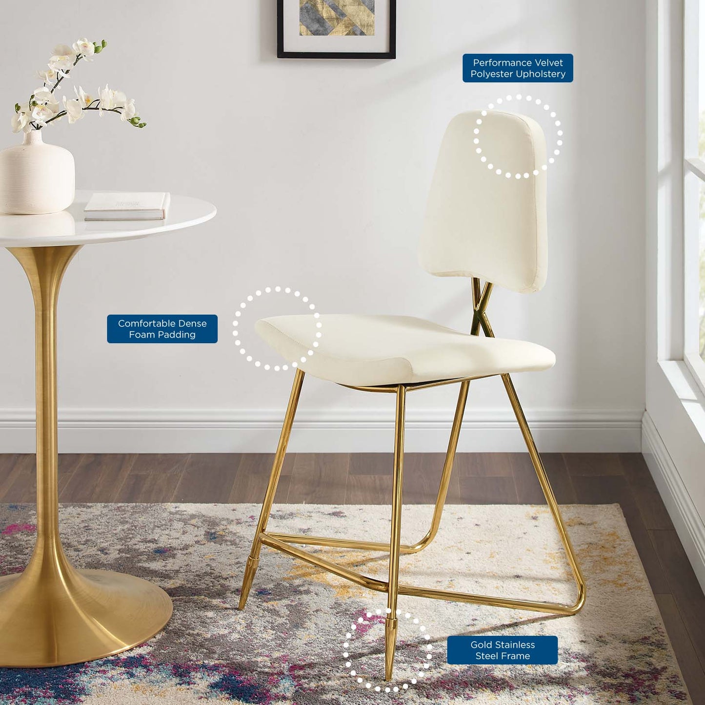 Modway Ponder Performance Velvet Counter Stool | Counter Stools | Modishstore-25