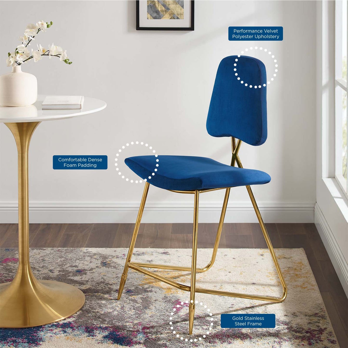 Modway Ponder Performance Velvet Counter Stool | Counter Stools | Modishstore-33