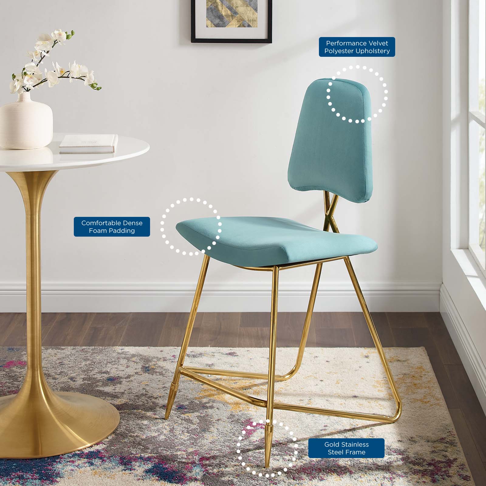 Modway Ponder Performance Velvet Counter Stool | Counter Stools | Modishstore-41